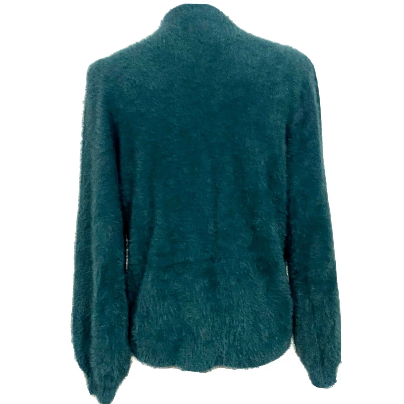 Nine West Cara Santana Nine West Emerald Green Sequin Sweater Fuzzy Soft Women’s Sz M - Pullover Long Sleeve Balloon Sleeve Size M / US 6-8 / IT 42-44 - 6 Thumbnail