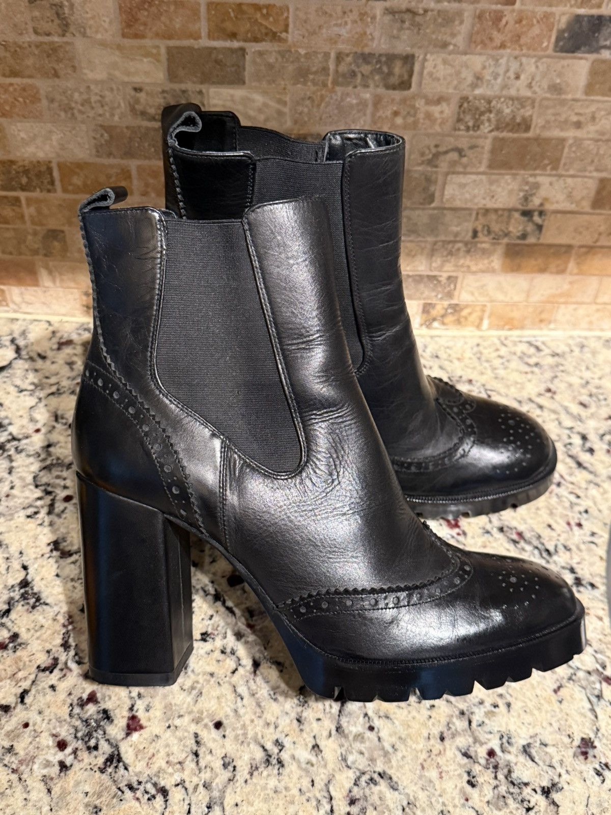Zara Black Leather Ankle Boots Zara Size US 8.5 / IT 38.5 - 1 Thumbnail