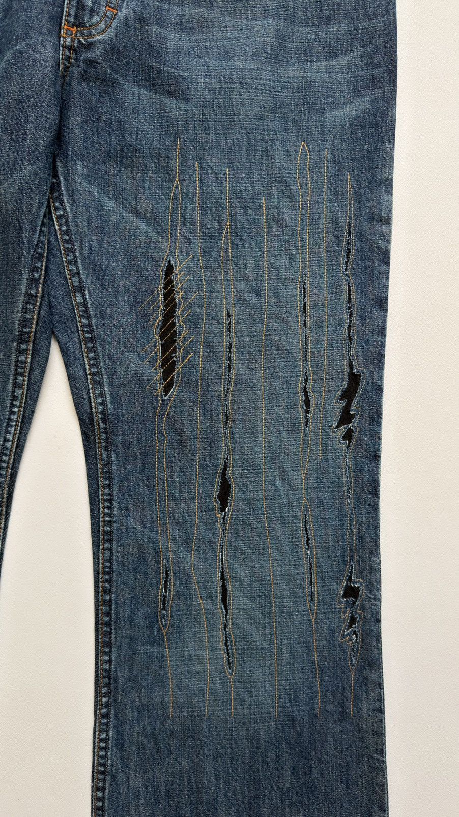 Walter Van Beirendonck 1990s ‘Lightning Bolt’ Scar Stitch Denim Jeans Size US 32 / EU 48 - 10 Thumbnail