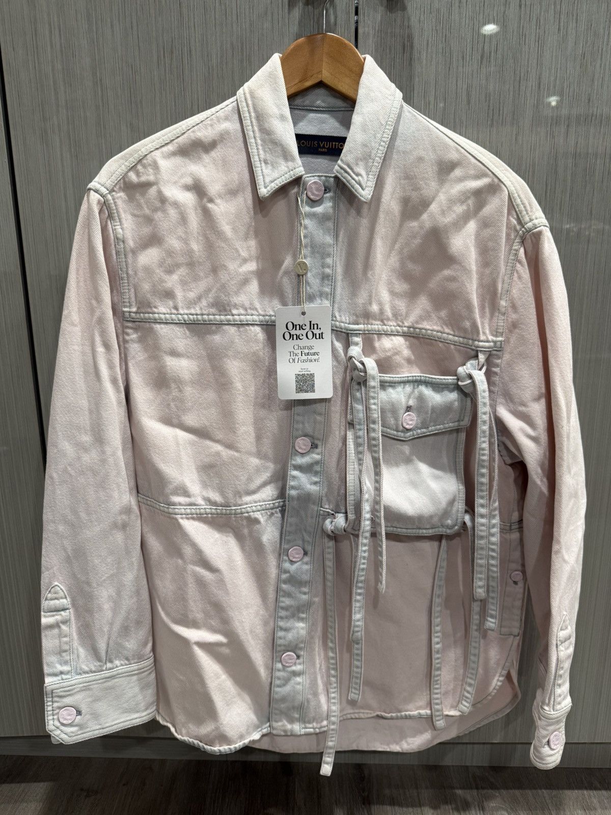 Louis Vuitton Louis Vuitton Bleached Pink Oversized Denim Jacket Size US M / EU 48-50 / 2 - 1 Thumbnail