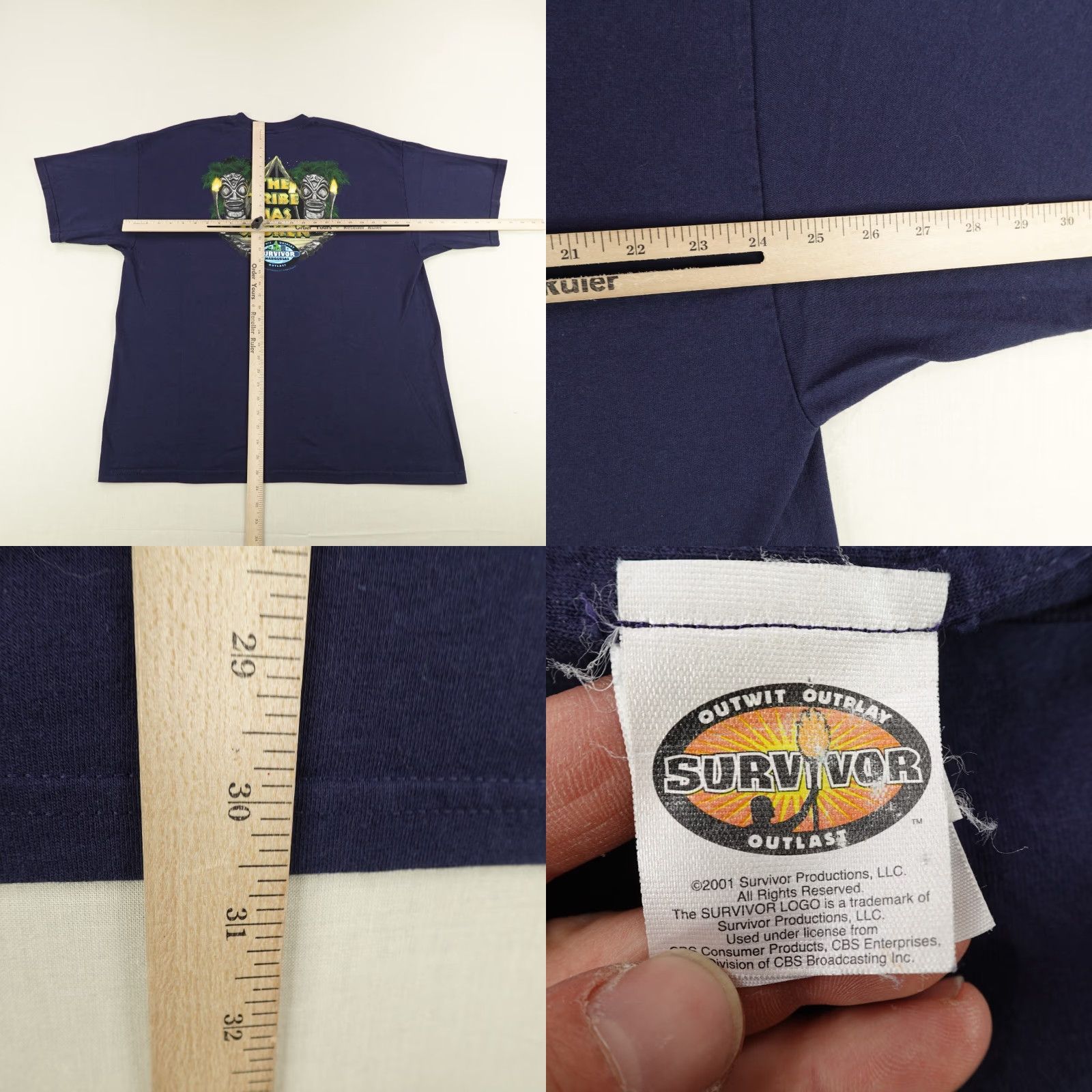 Vintage VINTAGE Survivor T-Shirt Mens 2XL Blue 2000s Y2K Graphic Print Beach Tribal Logo Short Sleeve Crew Neck - 2XL Mens Size US XXL / EU 58 / 5 - 8 Thumbnail