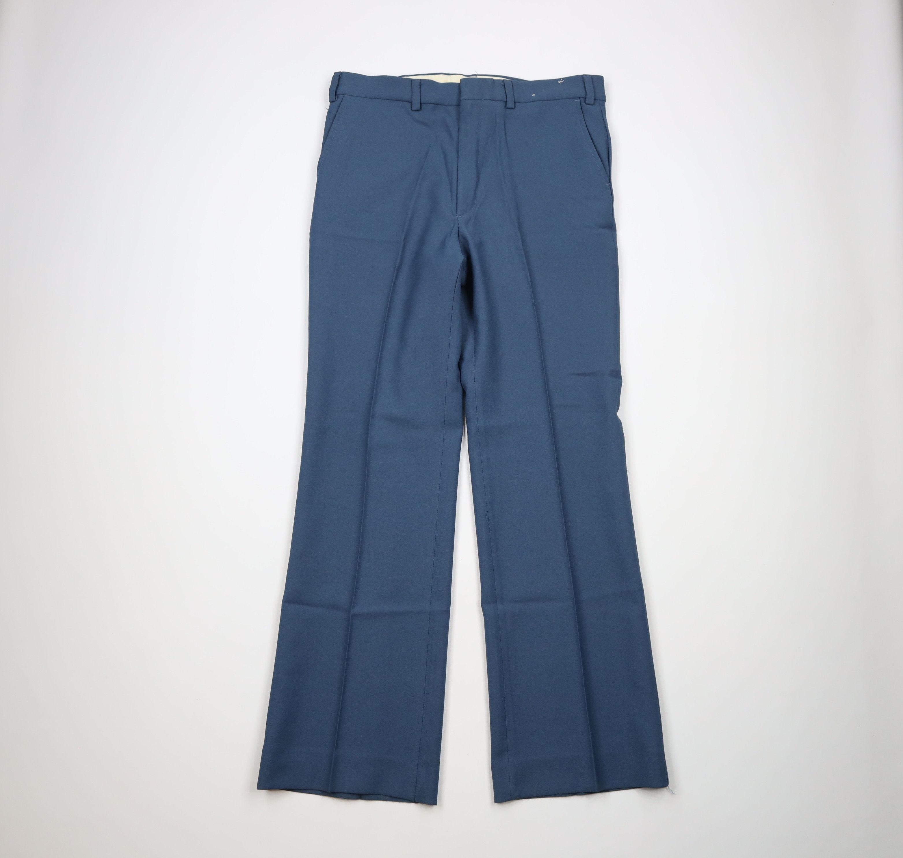 image of Vintage 70's Streetwear Wide Leg Chino Pants Blue Usa, Men's (Size 34)