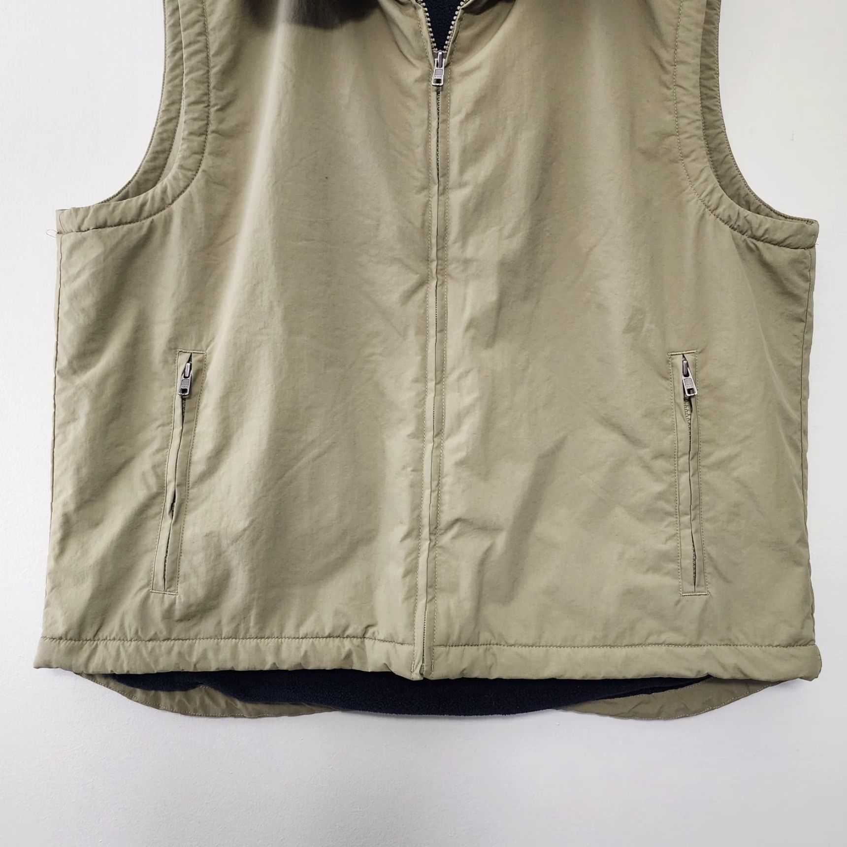 Vintage L.L. Bean Vest Fleece Lined Mens Large Beige Blue Windbreaker Outdoors Nylon Size US L / EU 52-54 / 3 - 6 Thumbnail