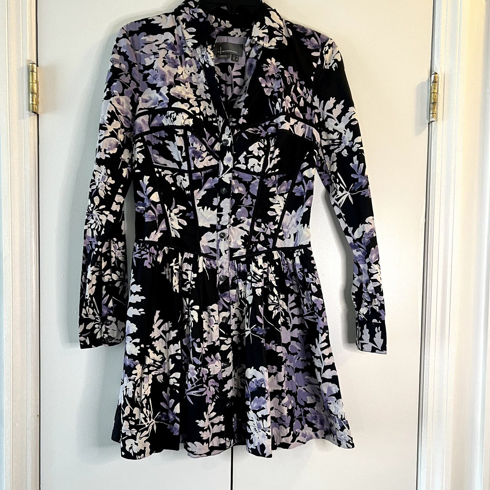 Anthropologie Anthropologie Purple Black Floral Corset dress Size S / US 4 / IT 40 - 5 Thumbnail