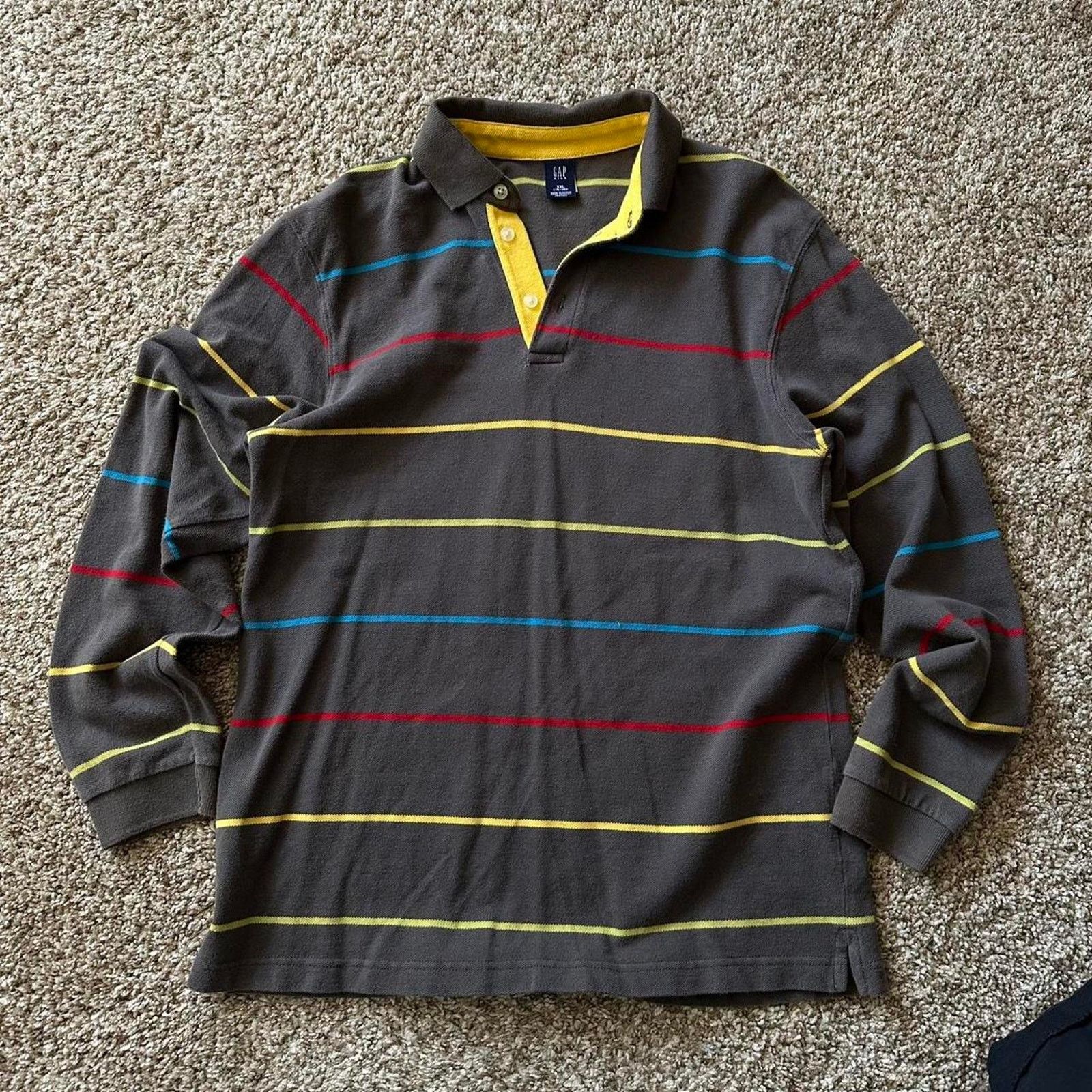 Gap × Vintage Vintage Y2K Gap Striped Polo Kids Longsleeve Rugby Shirt Size US XS / EU 42 / 0 - 5 Thumbnail