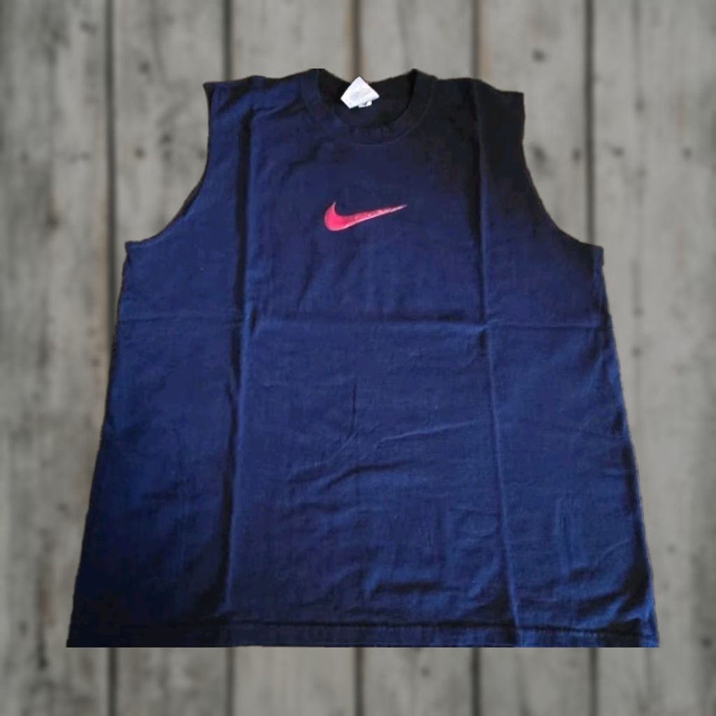 Nike VINTAGE Nike Tank Shirt T-Shirt Sleeveless Round Neck XL Men Navy Blue 90s Swoosh Made In USA Athletic Shirt Mens XX? Size US XL / EU 56 / 4 - 1 Thumbnail