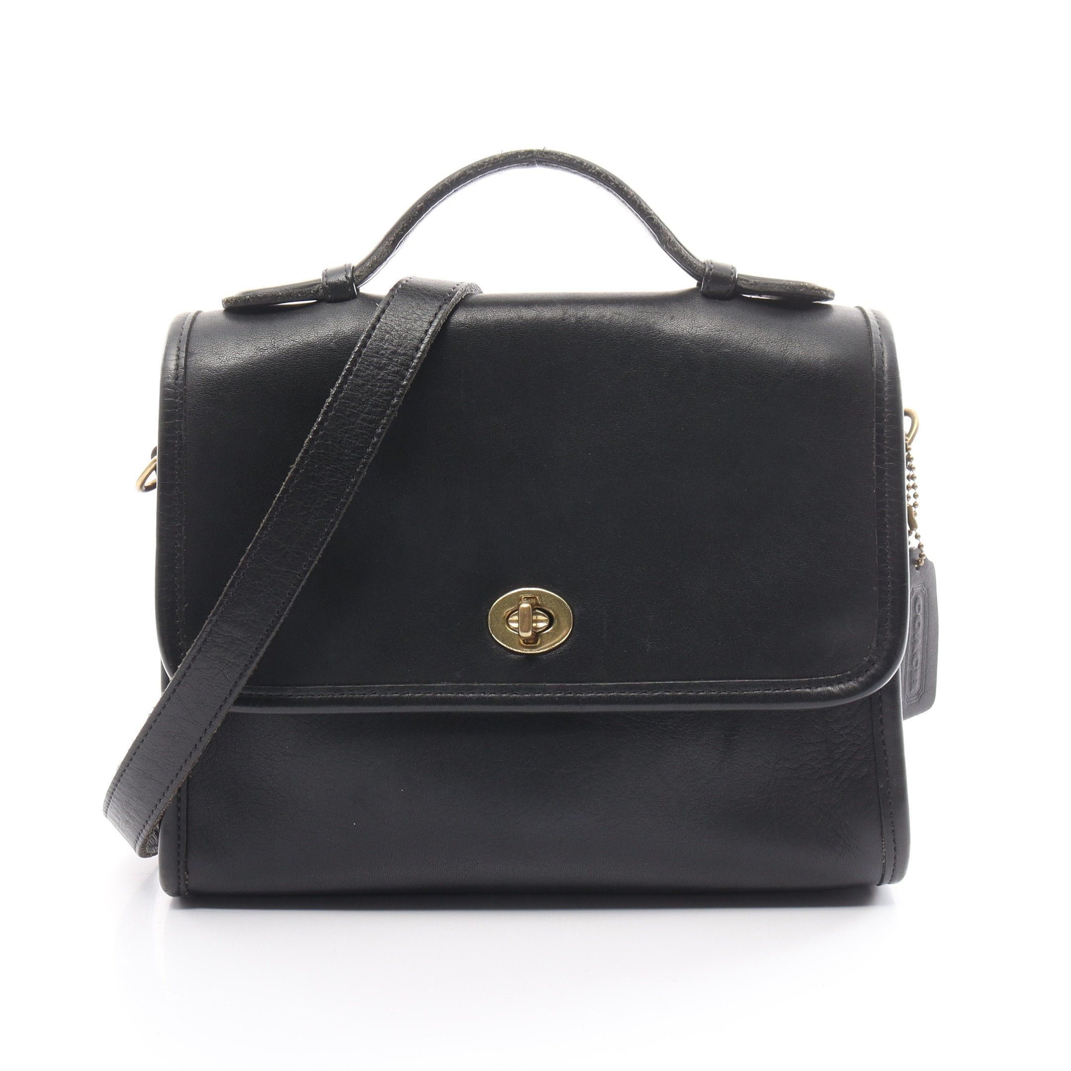 image of Coach Handbag Leather Black Made In Usa 2Way, Women's