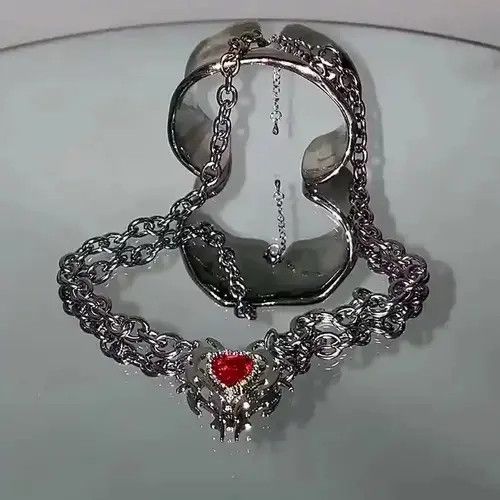 Jewelry Electro Chain Crystal Heart Silver Abstract Star Pop Fantasy Size ONE SIZE - 3 Thumbnail