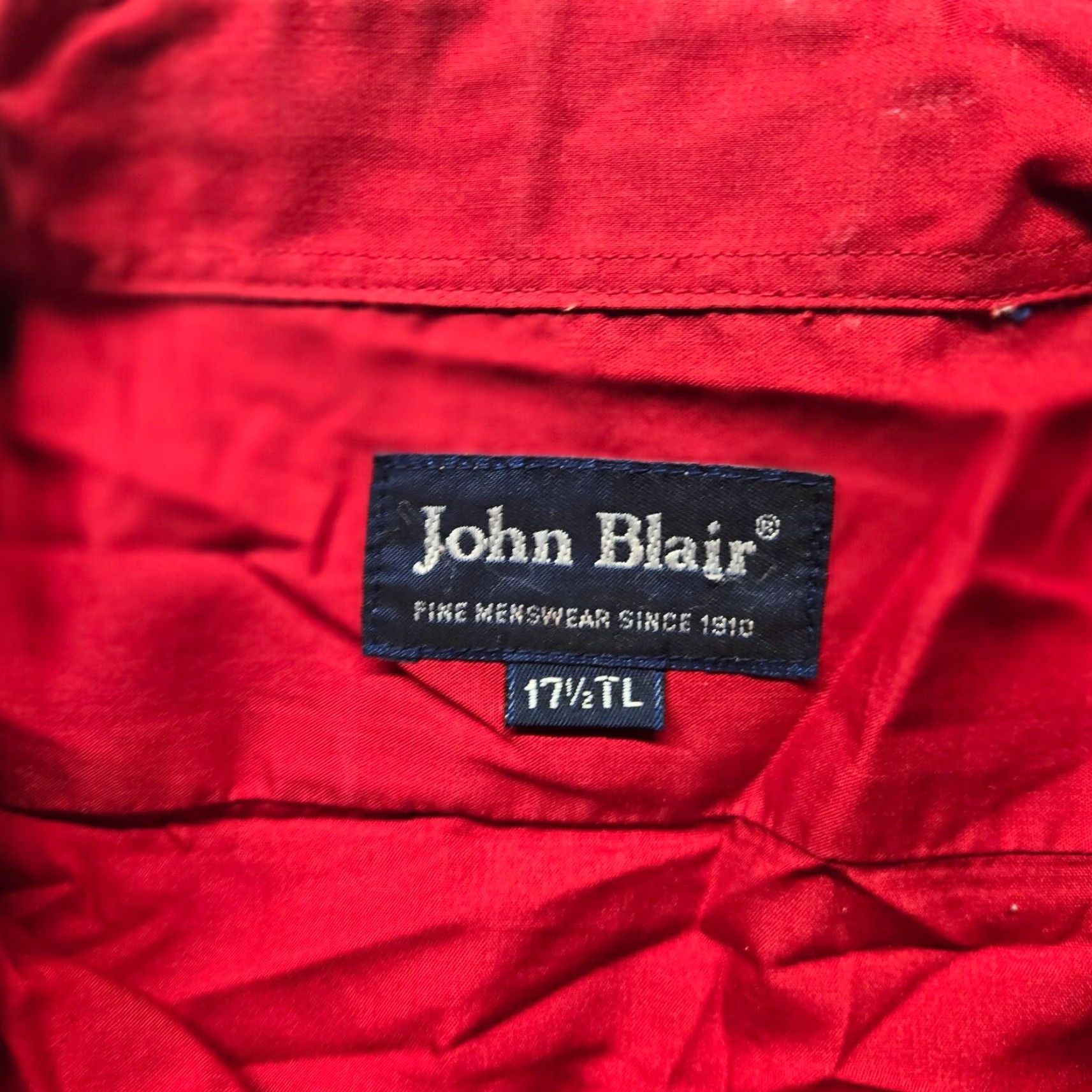 Blair John Blair Shirt Button-Up Long Sleeve Adult Mens LT Red Solid Button-Down Pocket Lined All Seasons Casual Travel Workwear Tall Large 17.5 Size US L / EU 52-54 / 3 - 4 Thumbnail