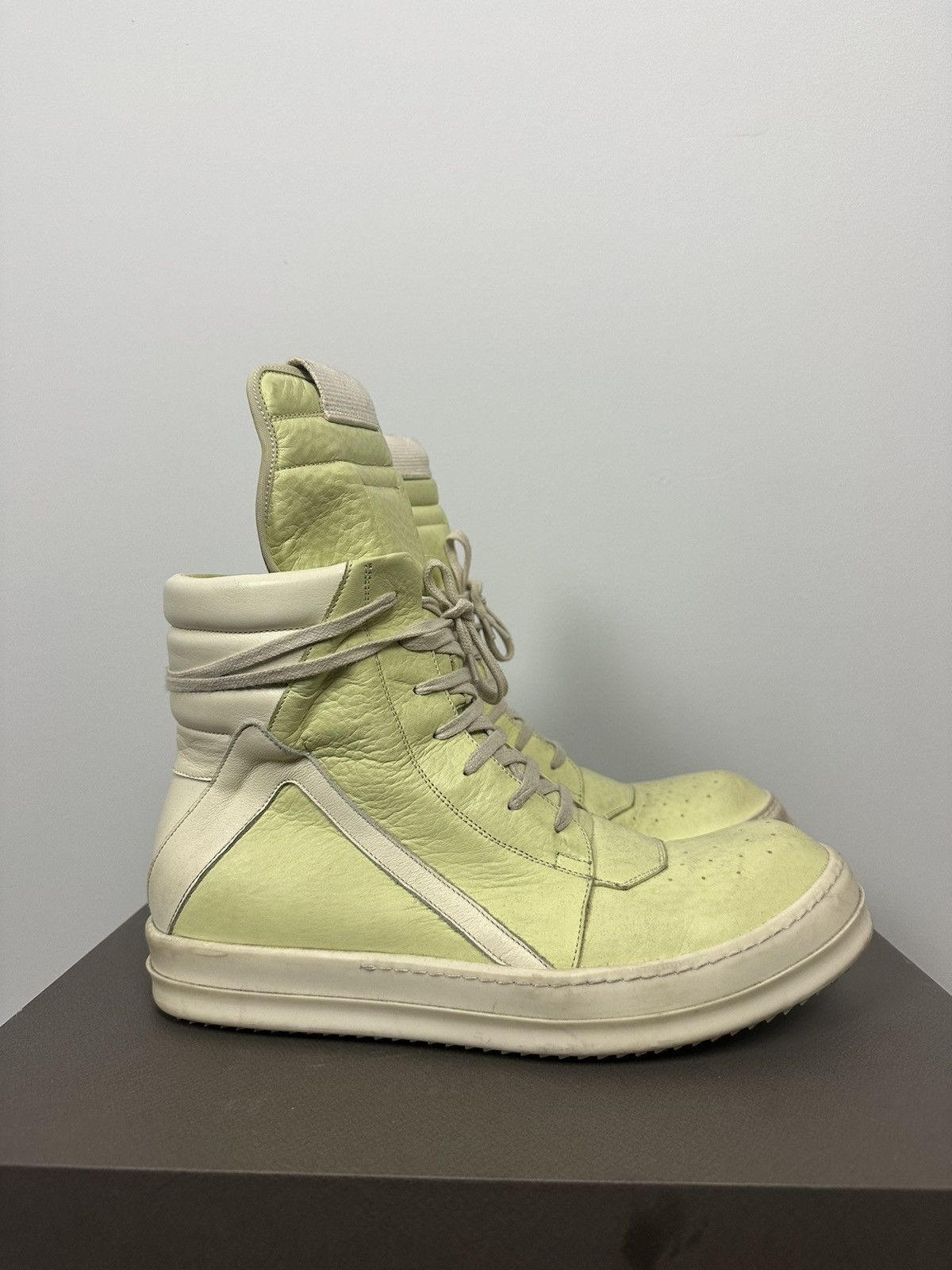 Rick Owens FW18 ‘SISYPHUS’ Lime Geobasket Sneakers Size US 10 / EU 43 - 11 Thumbnail
