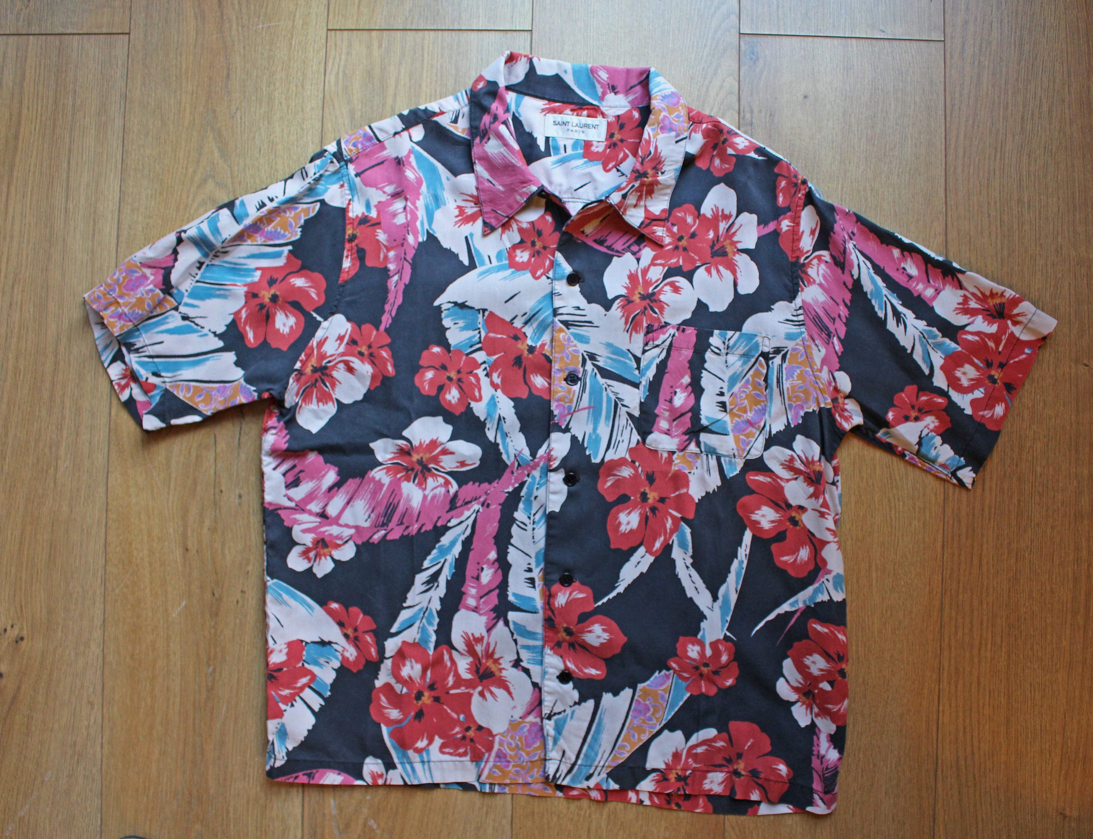 Saint Laurent Paris Spring Summer 21 Hawaiian Aloha Shirt Size US L / EU 52-54 / 3 - 2 Thumbnail