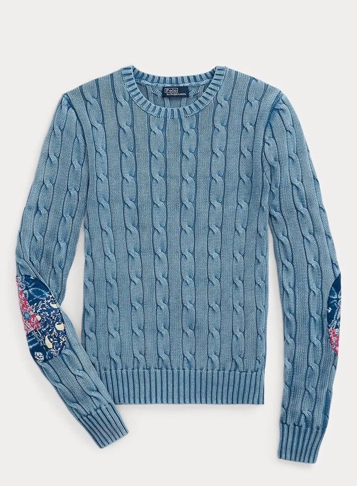 Polo Ralph Lauren Rare Polo Ralph Lauren Indigo Patchwork Elbow Knit Sweater Size XL / US 12-14 / IT 48-50 - 1 Thumbnail