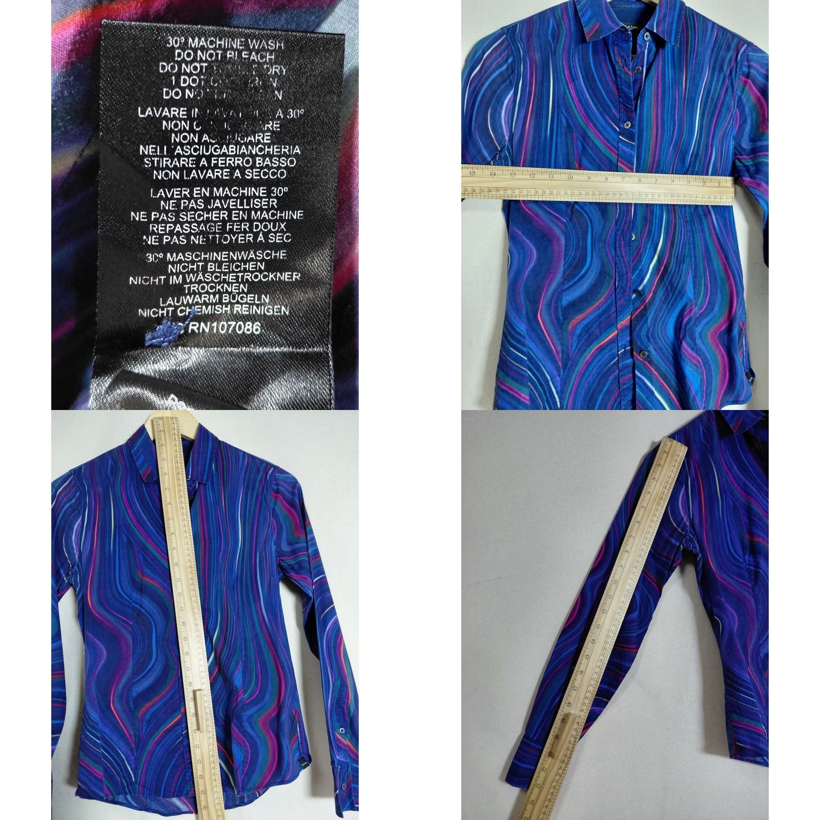 Paul Smith Paul Smith Black Swirl Print Shirt Blue Cotton Blend Long Sleeve Women Size 38 Size XS / US 0-2 / IT 36-38 - 8 Thumbnail