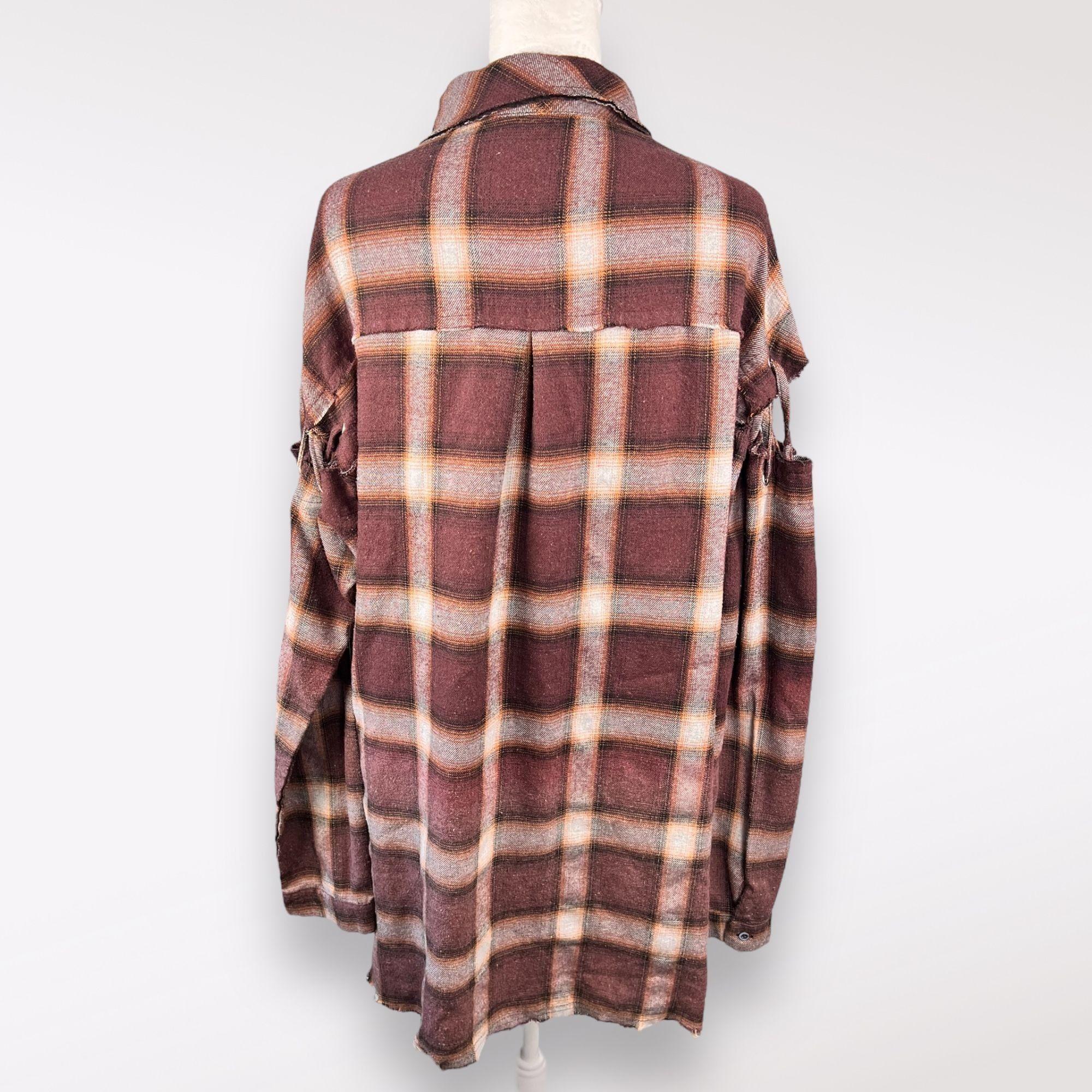 Designer POL Oversized Flannel Shirt Ombré Plaid Distressed Long Slee Size M / US 6-8 / IT 42-44 - 5 Thumbnail