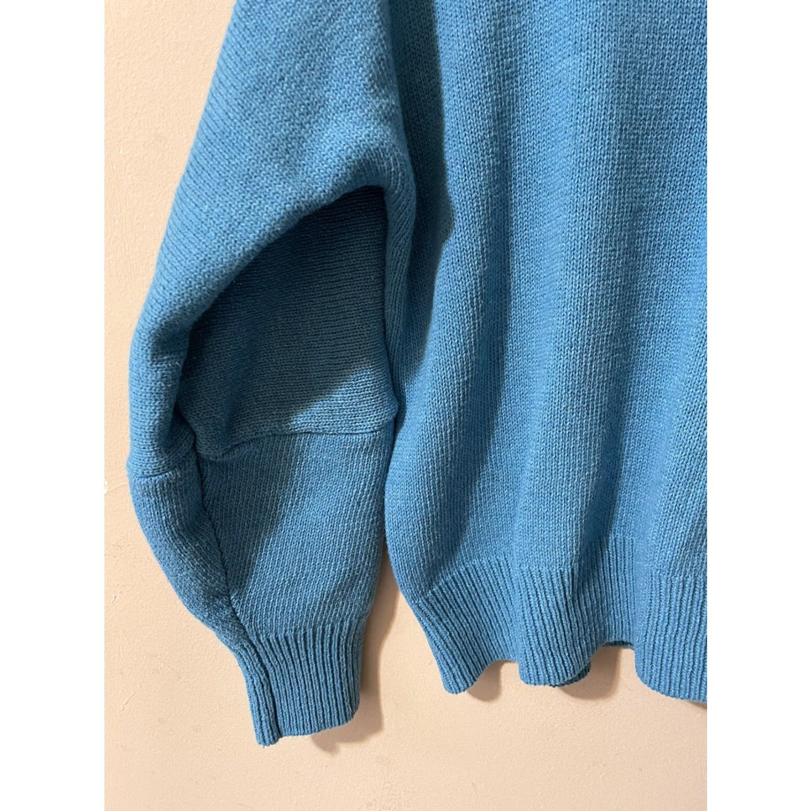 Vintage Miss Look Women's S Turquoise Cotton V-Neck Oversized Pullover Sweater Shirt/ Sweater? Size S / US 4 / IT 40 - 3 Thumbnail