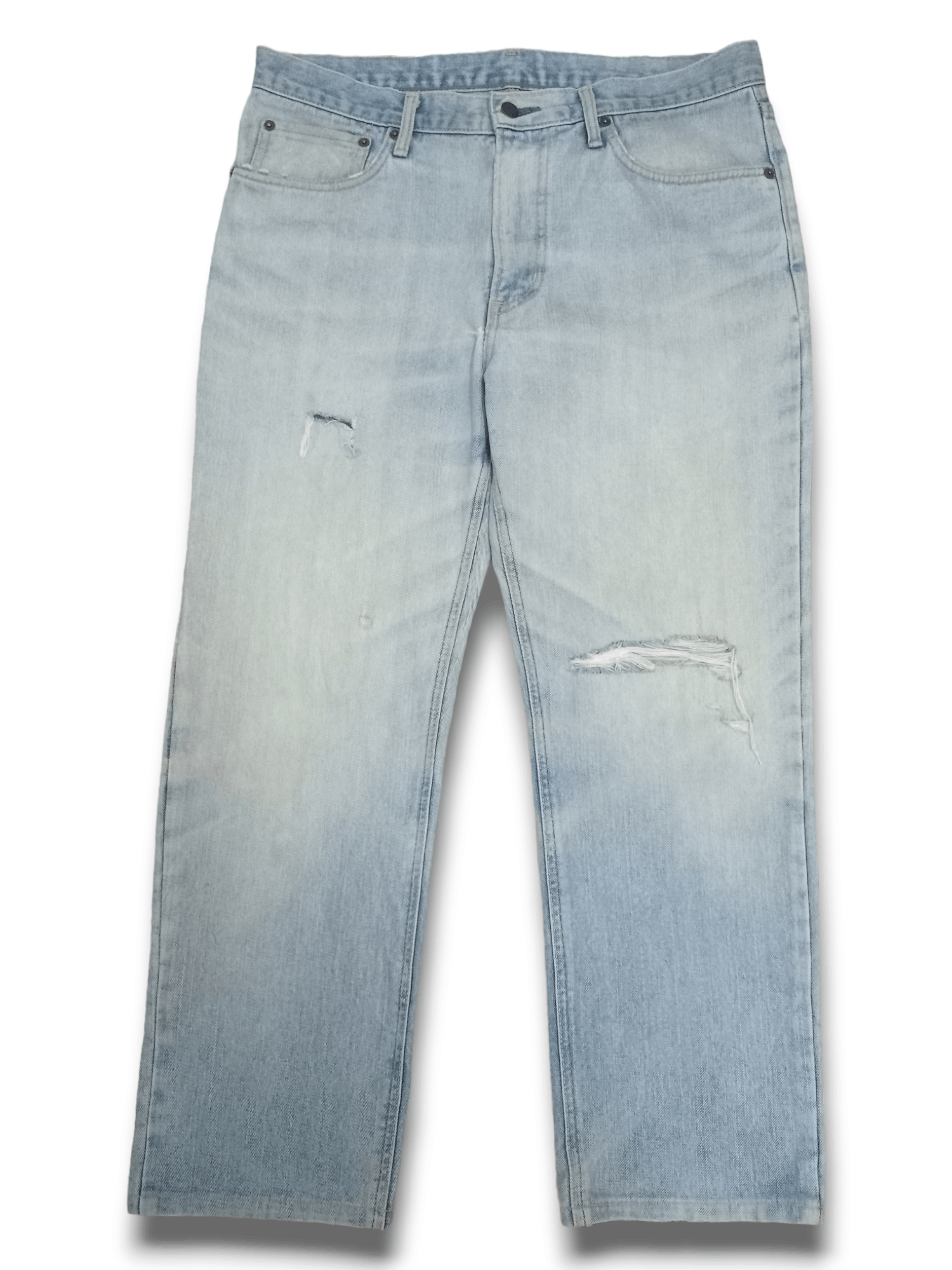 Edwin × Japanese Brand Vintage Japanese Edwin Blue Wash Distressed Loose Jeans Size US 35 - 1 Thumbnail