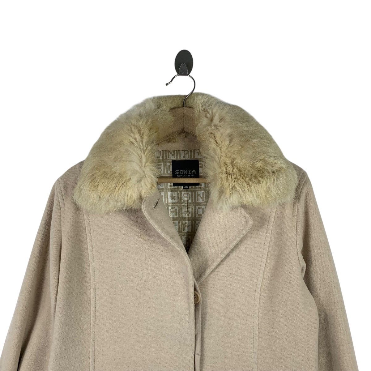 Designer Vintage SONIA RYKIEL Paris Designer Fur Collar Wool Jacket Size US M / EU 48-50 / 2 - 4 Thumbnail