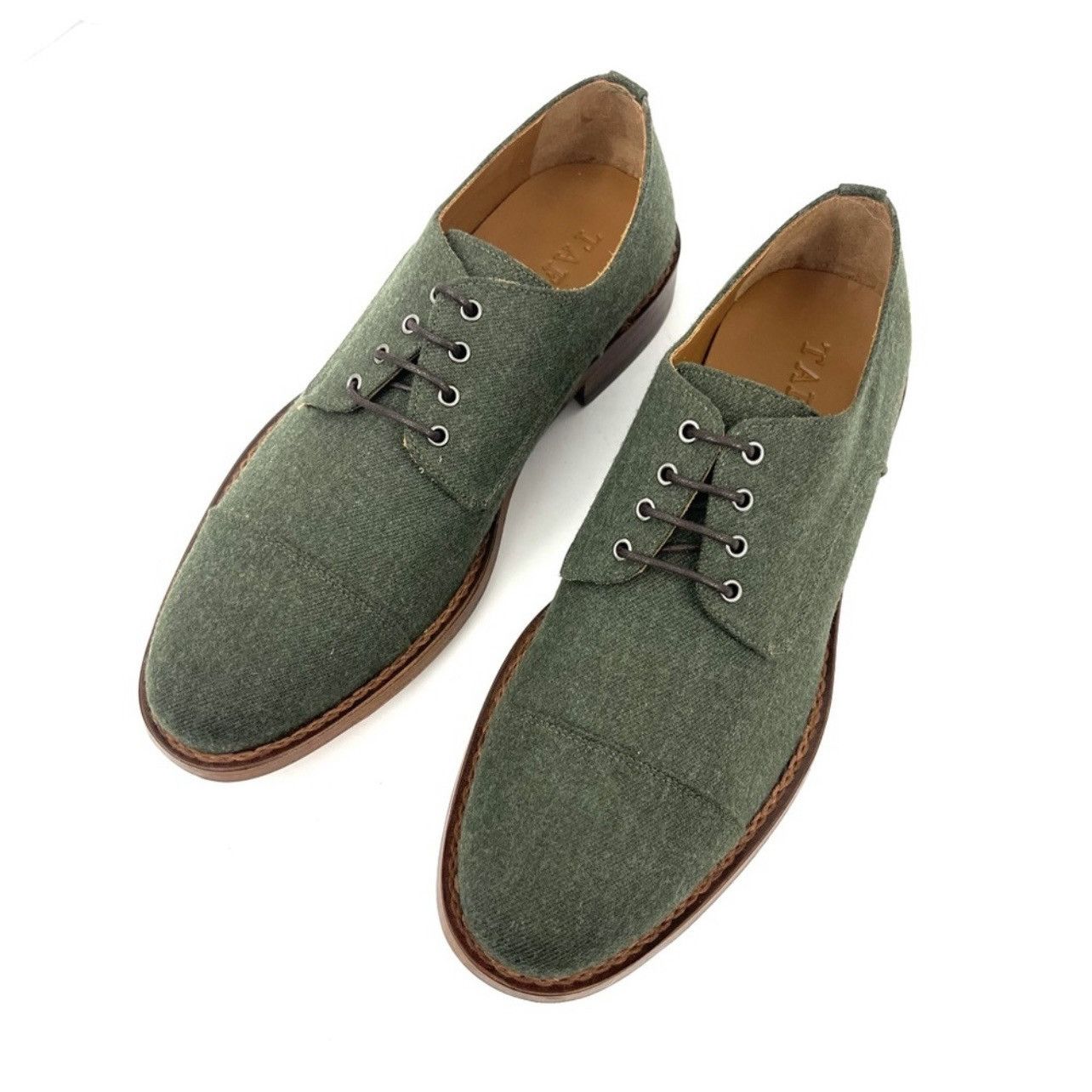 TAFT TAFT The Kennedy Shoe Green Wool Leather Oxford Cap Toe $275 Size US 7.5 / EU 40-41 - 3 Thumbnail
