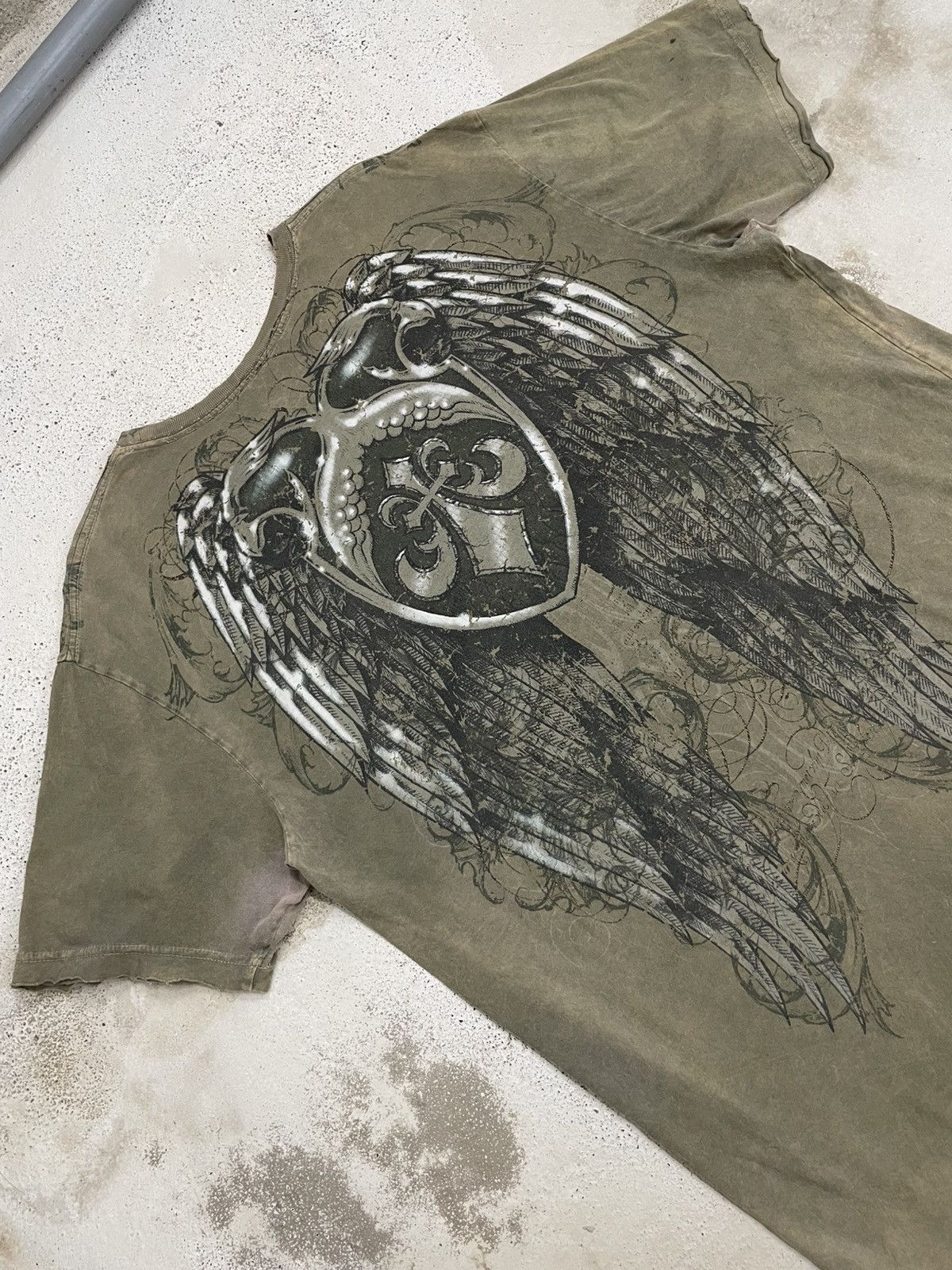 14th Addiction Affliction Distressed Thrash Gothic Punk Angel Wing USA Tee Size US XXL / EU 58 / 5 - 16 Thumbnail