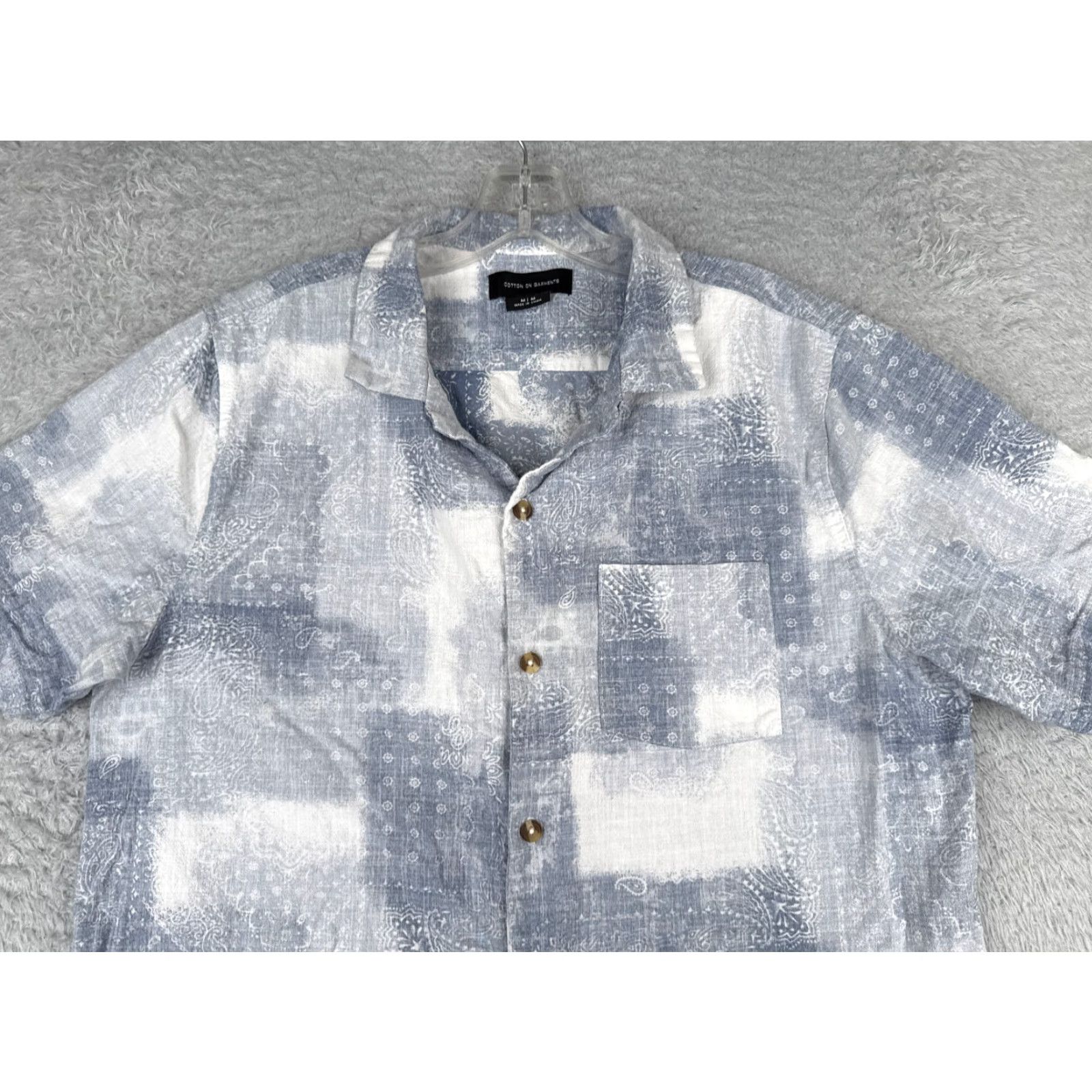 Cotton On Cotton On Garment Shirt Mens Medium Blue White Paisley 100% Cotton Hawaiian Size US M / EU 48-50 / 2 - 4 Thumbnail