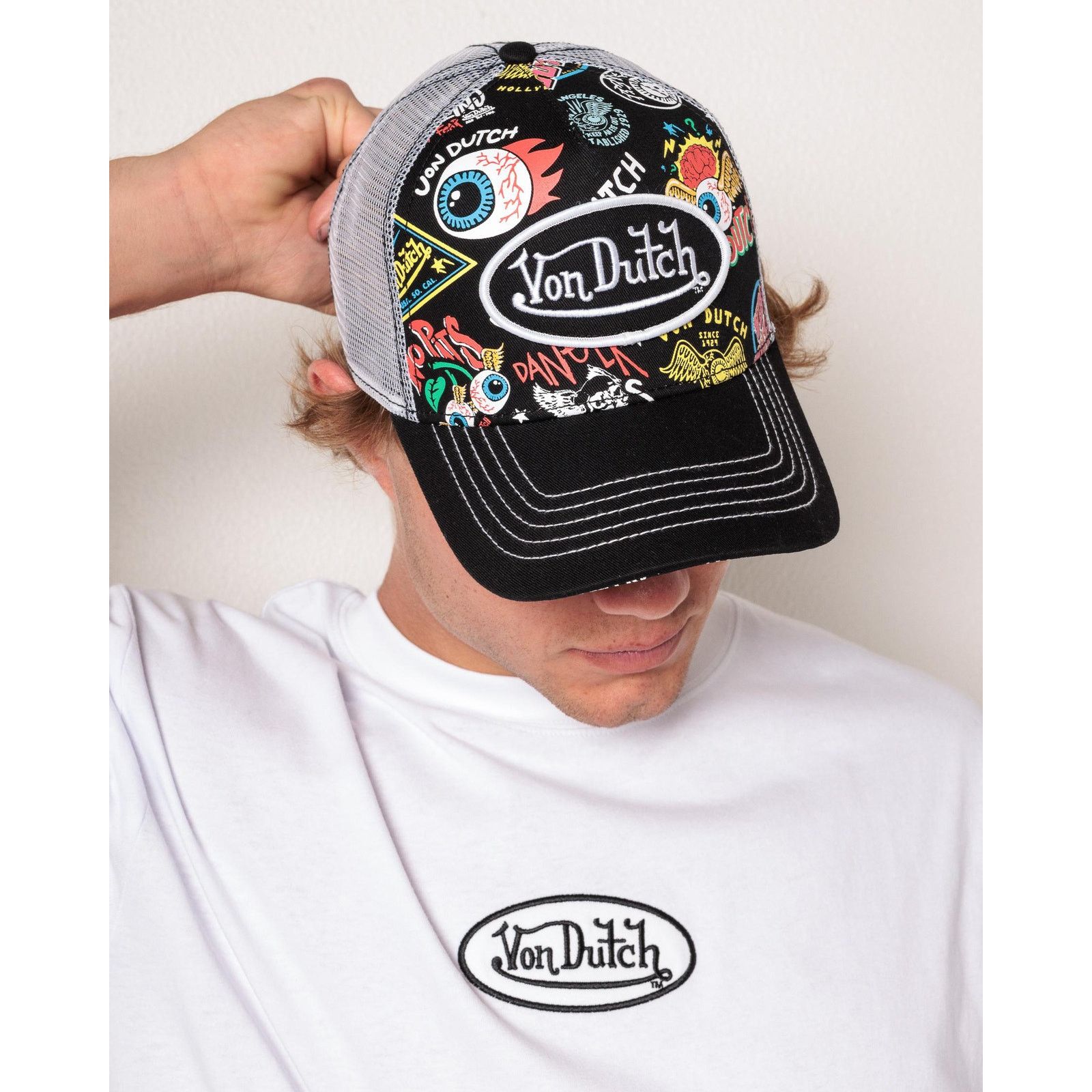 Von Dutch Von Dutch Trucker Hat Black Flying Eyeball Jax Snapback Cap Size ONE SIZE - 8 Thumbnail