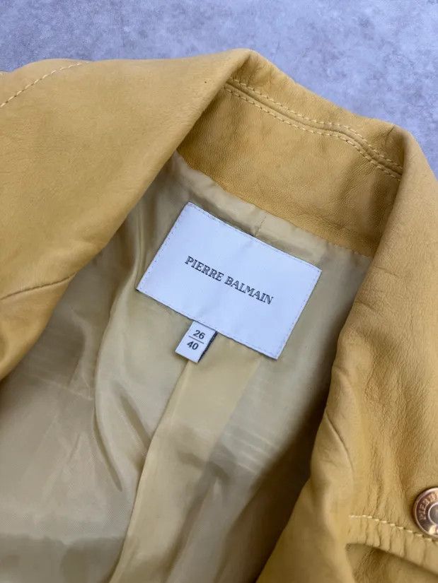 Balmain AW2012 Pierre Balmain Yellow Perfecto Leather Biker Jacket Size S / US 4 / IT 40 - 10 Thumbnail
