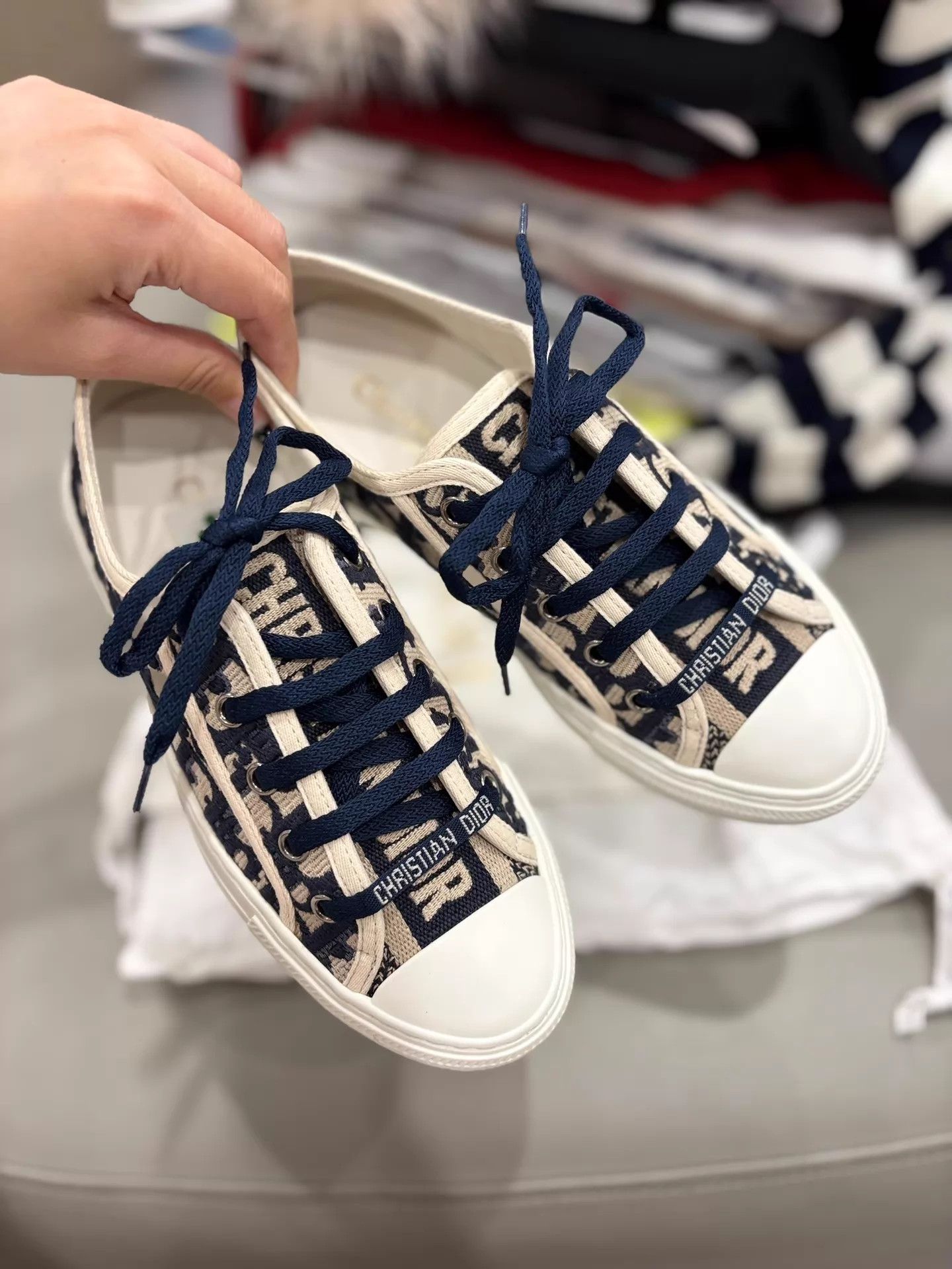 Dior Dior Navy Blue All-Over Logo Embroidered Sneaker 35 Size US 4.5 / IT 34.5 - 5 Thumbnail