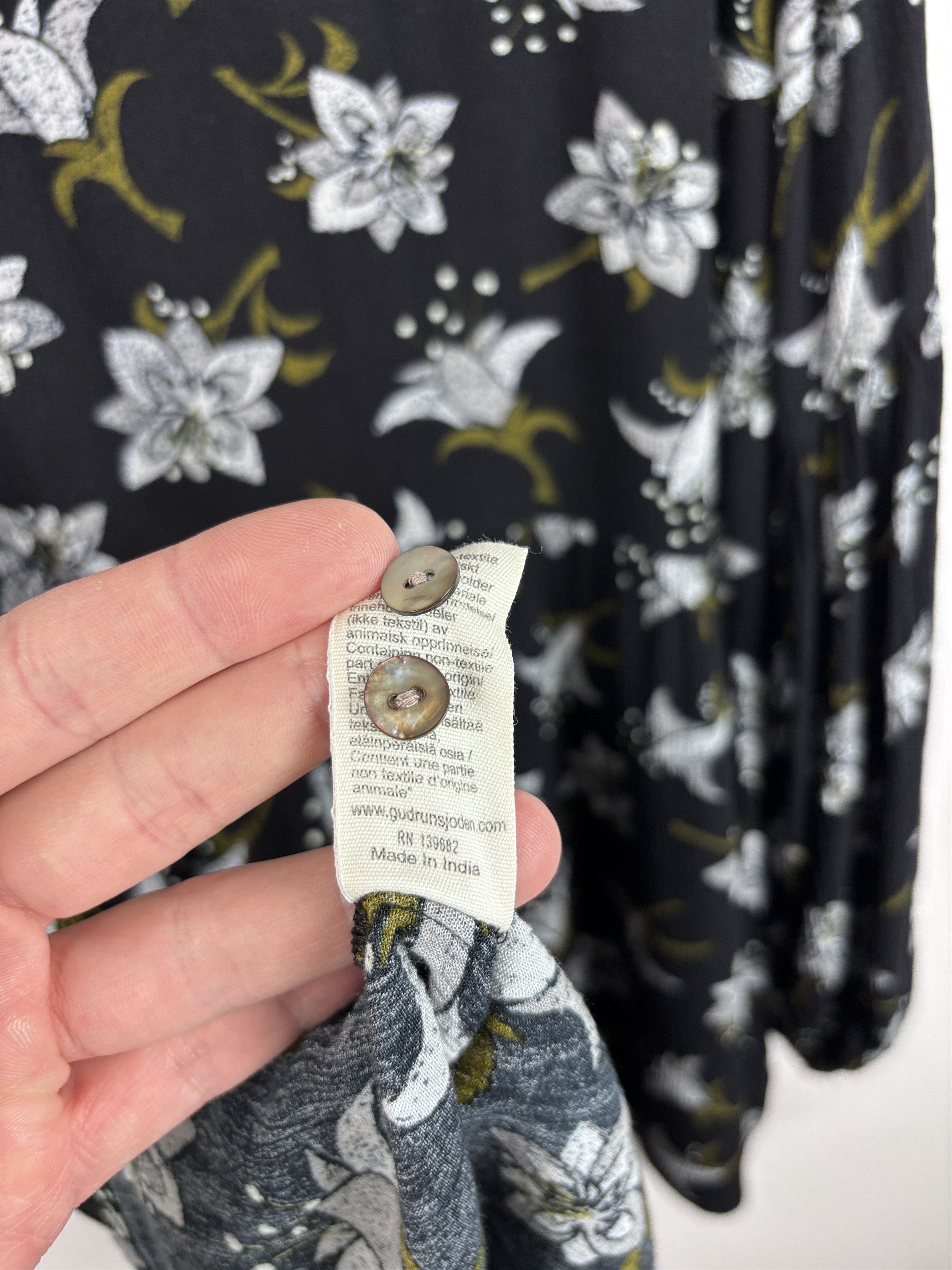 Gudrun Sjoden Gudrun Sjoden Tunic Babydoll Floral Shirt Dress Black Size L Size L / US 10 / IT 46 - 10 Thumbnail