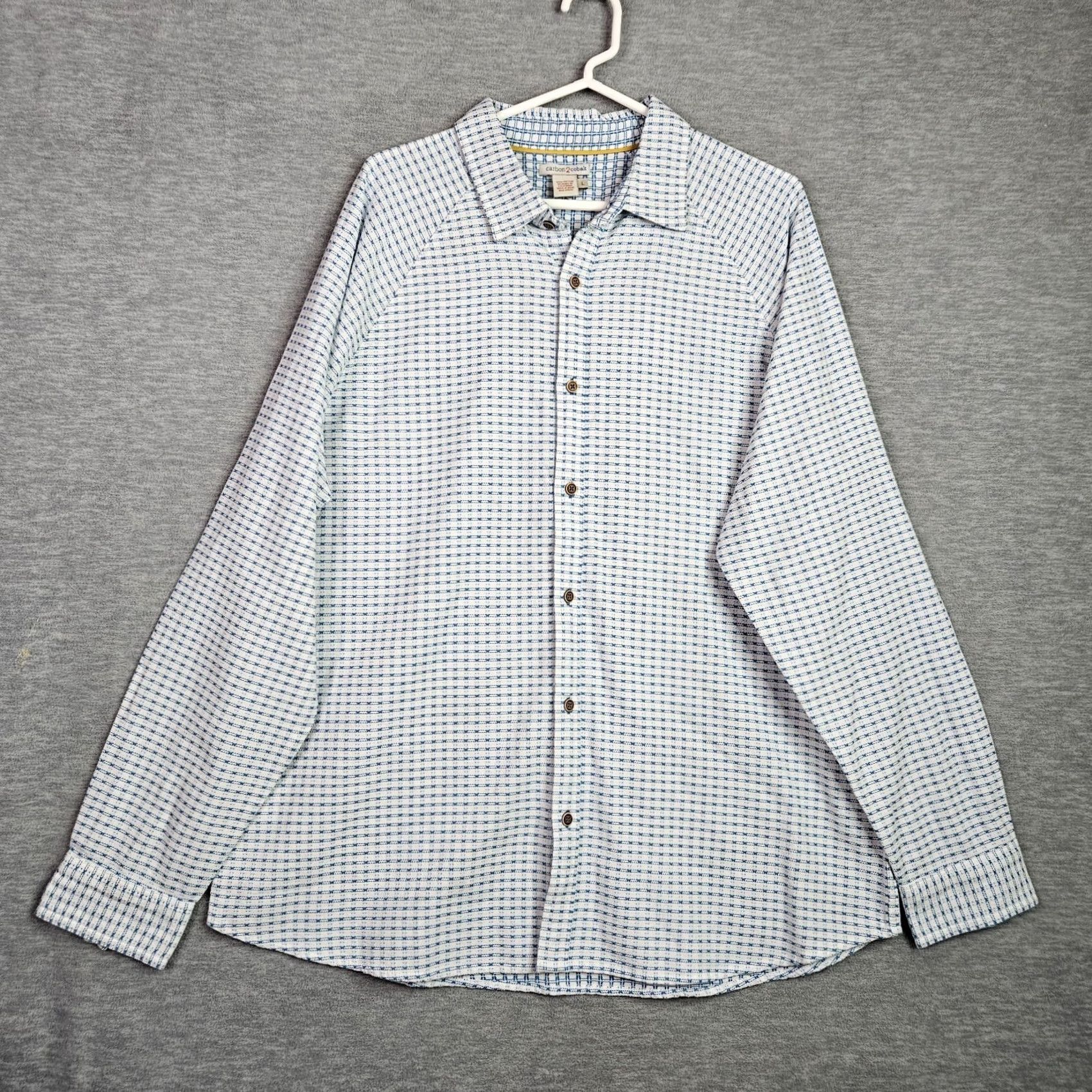 Carbon Carbon Carbon2Cobalt Button Up Shirt L Blue White Check Long Sleeve Cotton Casual Size US L / EU 52-54 / 3 - 2 Thumbnail