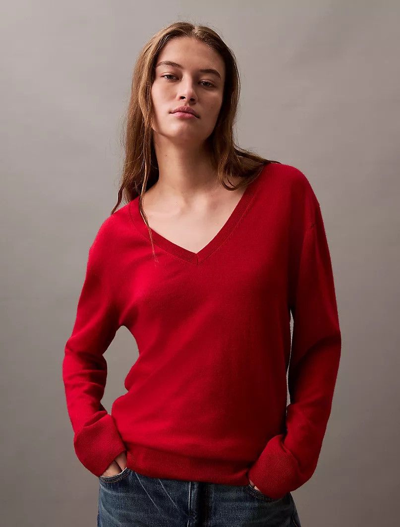 Calvin Klein Calvin Klein Women’s V-Neck Soft Knit Sweater Size M / US 6-8 / IT 42-44 - 2 Thumbnail