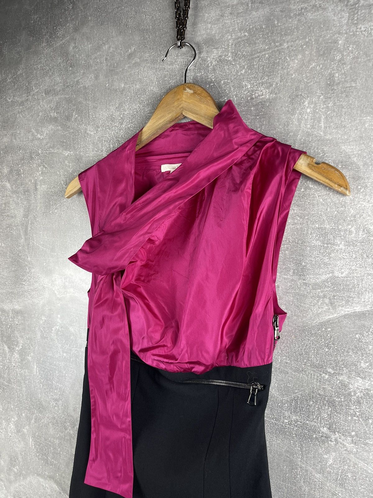 Antonio Berardi Antonio Berardi Made in Italy Silk Wool Dress Fuchsia Black Size XS / US 0-2 / IT 36-38 - 2 Thumbnail
