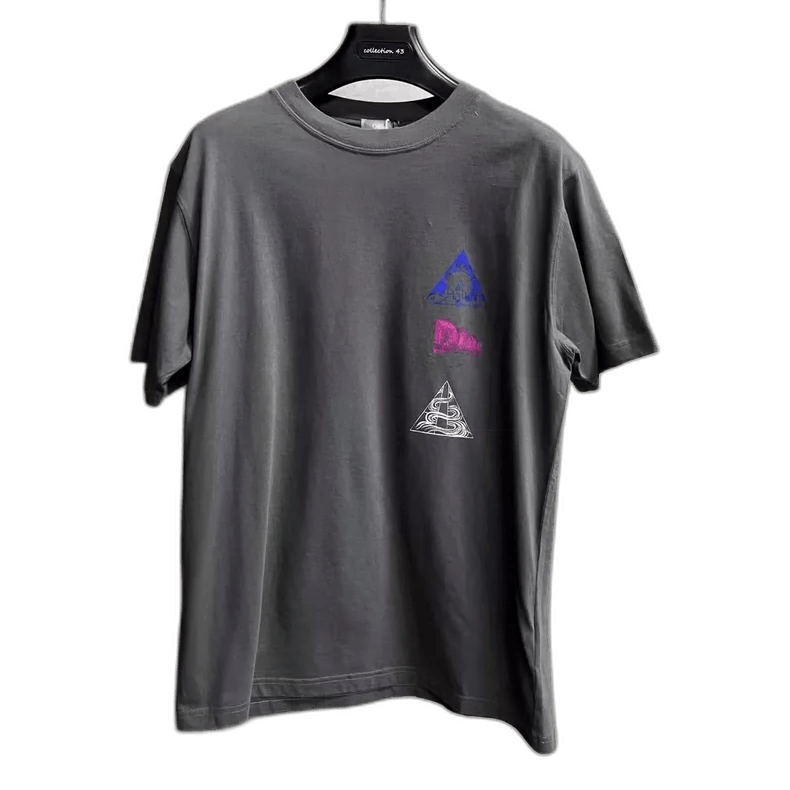 Dior Gray Pattern Loose Short Sleeve Tshirt-2506