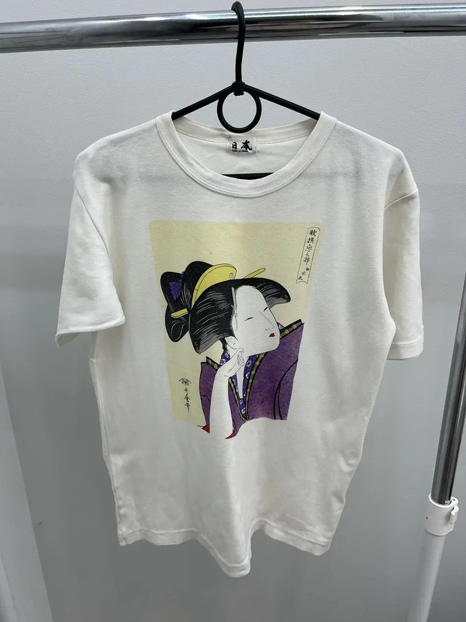 Japanese Brand Vintage Kitagawa Utamaro Geisha Ukiyo-e Printed Tee Size US M / EU 48-50 / 2 - 1 Thumbnail