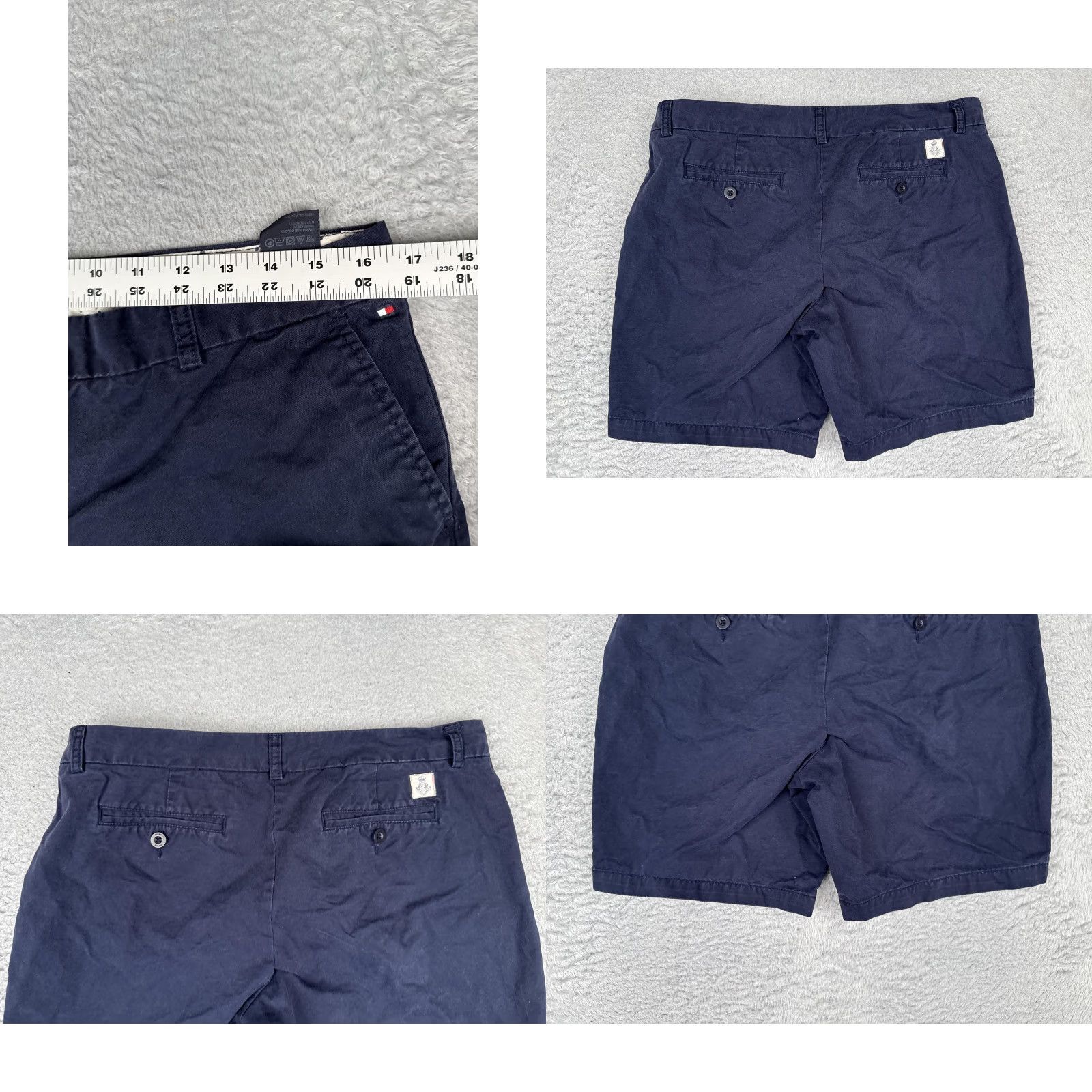 Tommy Hilfiger Tommy Hilfiger Shorts Womens 10 Blue Chino Twill Flat Front Casual Summer 32x8 Hem 8 in Pockets Logo Slim Classic Rise Mid-Blue Damen Women 10 Size 32" / US 10 / IT 46 - 9 Thumbnail