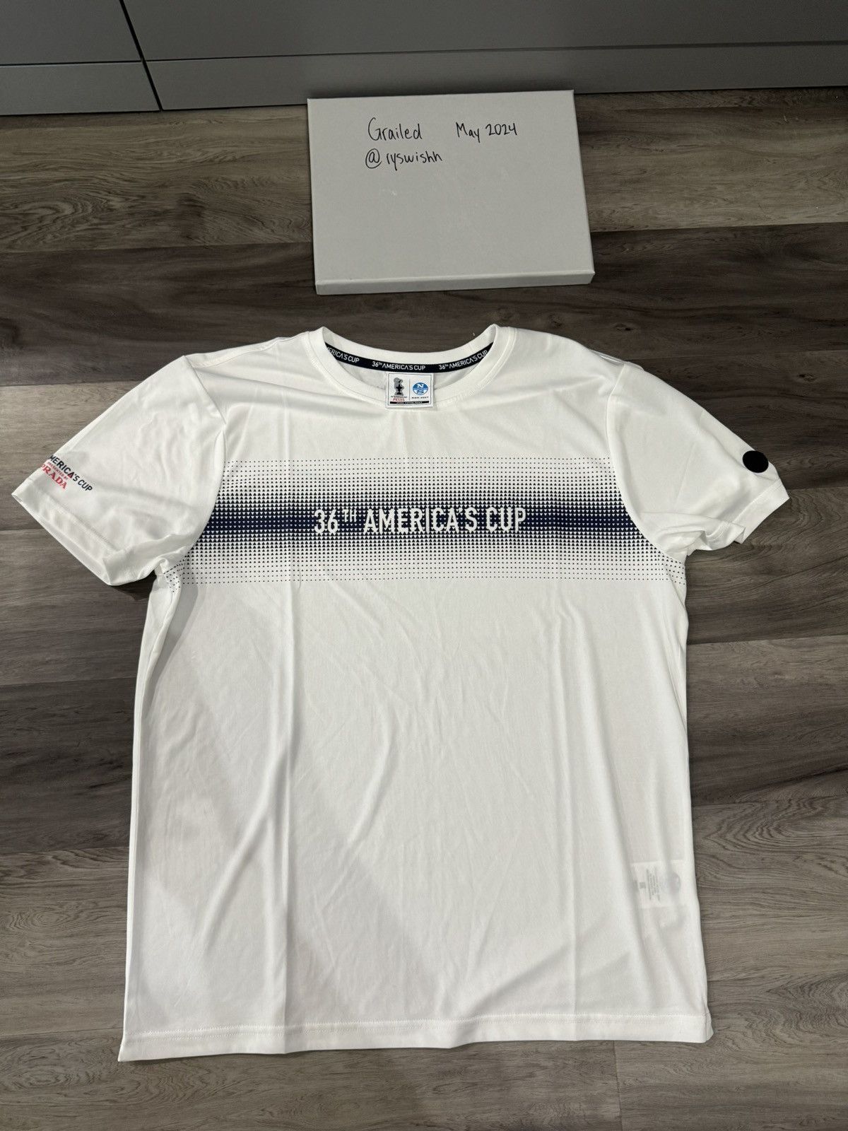 image of Prada Americas Cup Dri-Fit Tee in White, Men's (Size Large)