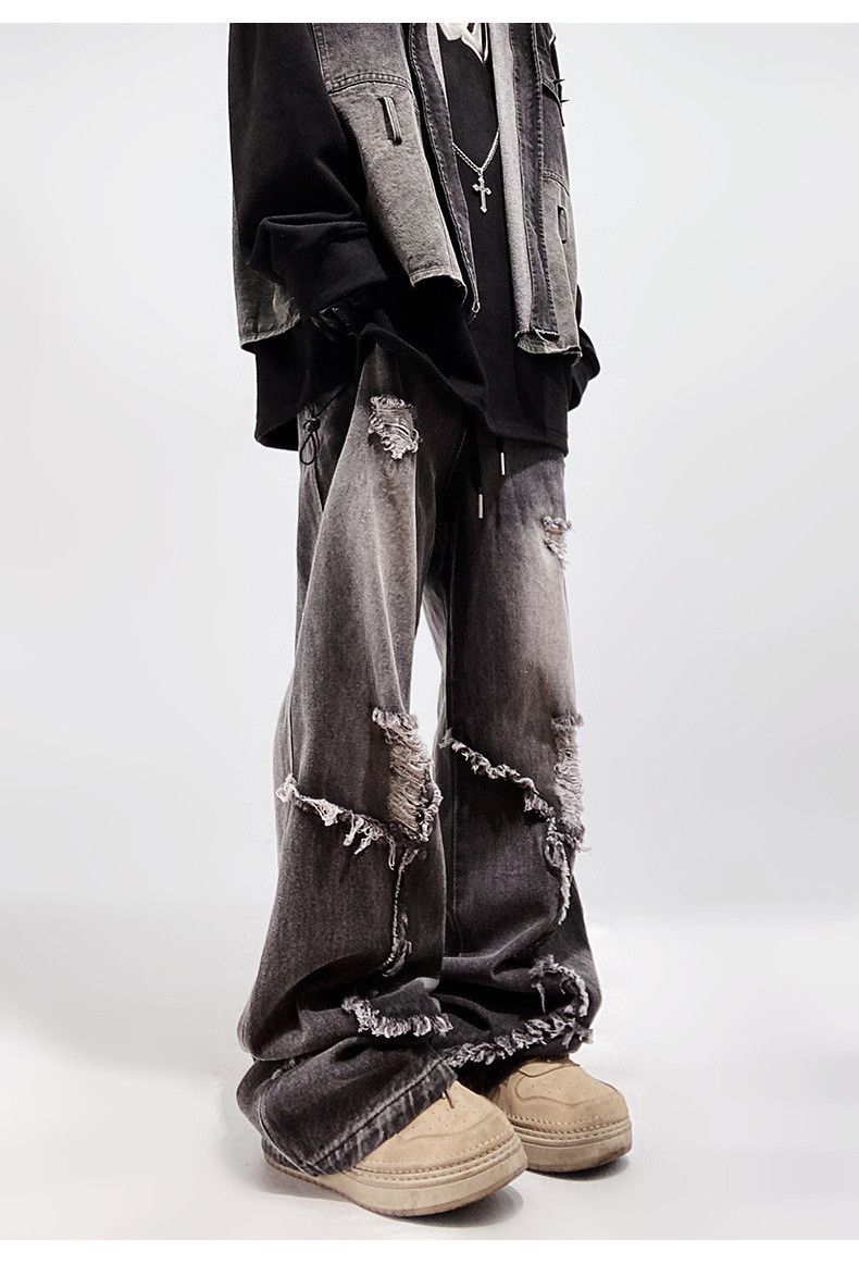 Japanese Brand American loose retro flared hip-hop ripped vintage jeans Size US 32 / EU 48 - 6 Thumbnail
