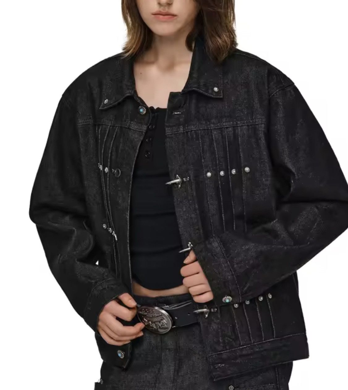 Japanese Brand Toggle Pleated Denim Jacket Size US M / EU 48-50 / 2 - 5 Thumbnail