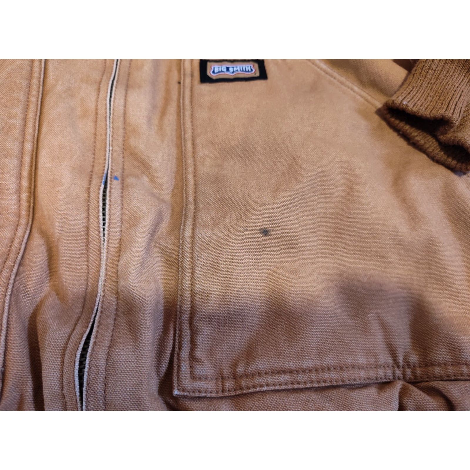 Vintage Big Smith Jacket Mens L Brown Canvas Zip Up Hooded Fleece Lined Workwear Casual Overcoat Seasonal Fall Winter Size US L / EU 52-54 / 3 - 4 Thumbnail