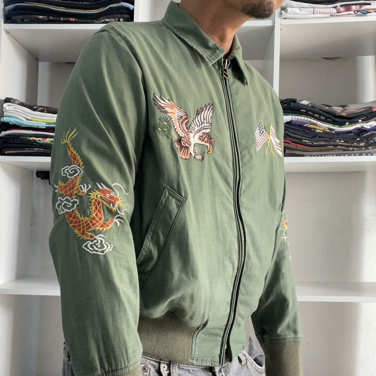 Avirex VINTAGE AVIREX MILITARY SUKAJAN EMBROIDERY COLLAR ZIP JACKET Size US S / EU 44-46 / 1 - 5 Thumbnail