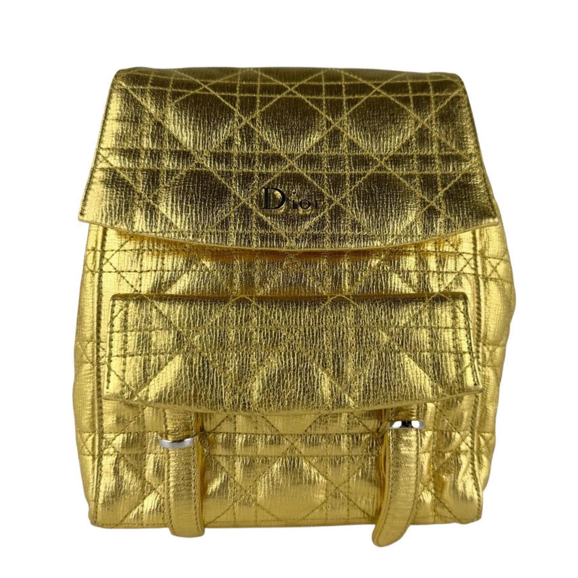Dior Christian Dior Cannage Leather Backpack, Gold, Women's (z9766) Size ONE SIZE - 1 Thumbnail