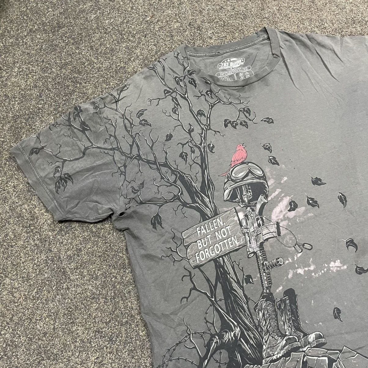 Band Tees “Fallen But Not Forgotten” Memorial Tee – War Vintage Fade Size US XL / EU 56 / 4 - 2 Thumbnail