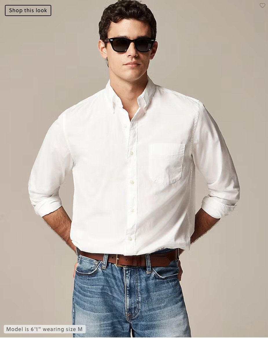 J.Crew Secret Wash Poplin Button Down Shirt - White Size US L / EU 52-54 / 3 - 1 Thumbnail