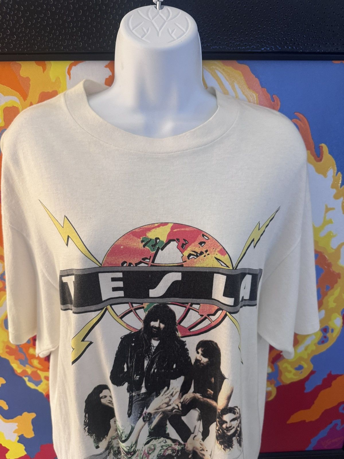 Vintage Vintage Tesla Rock Shirt Size US XL / EU 56 / 4 - 2 Thumbnail