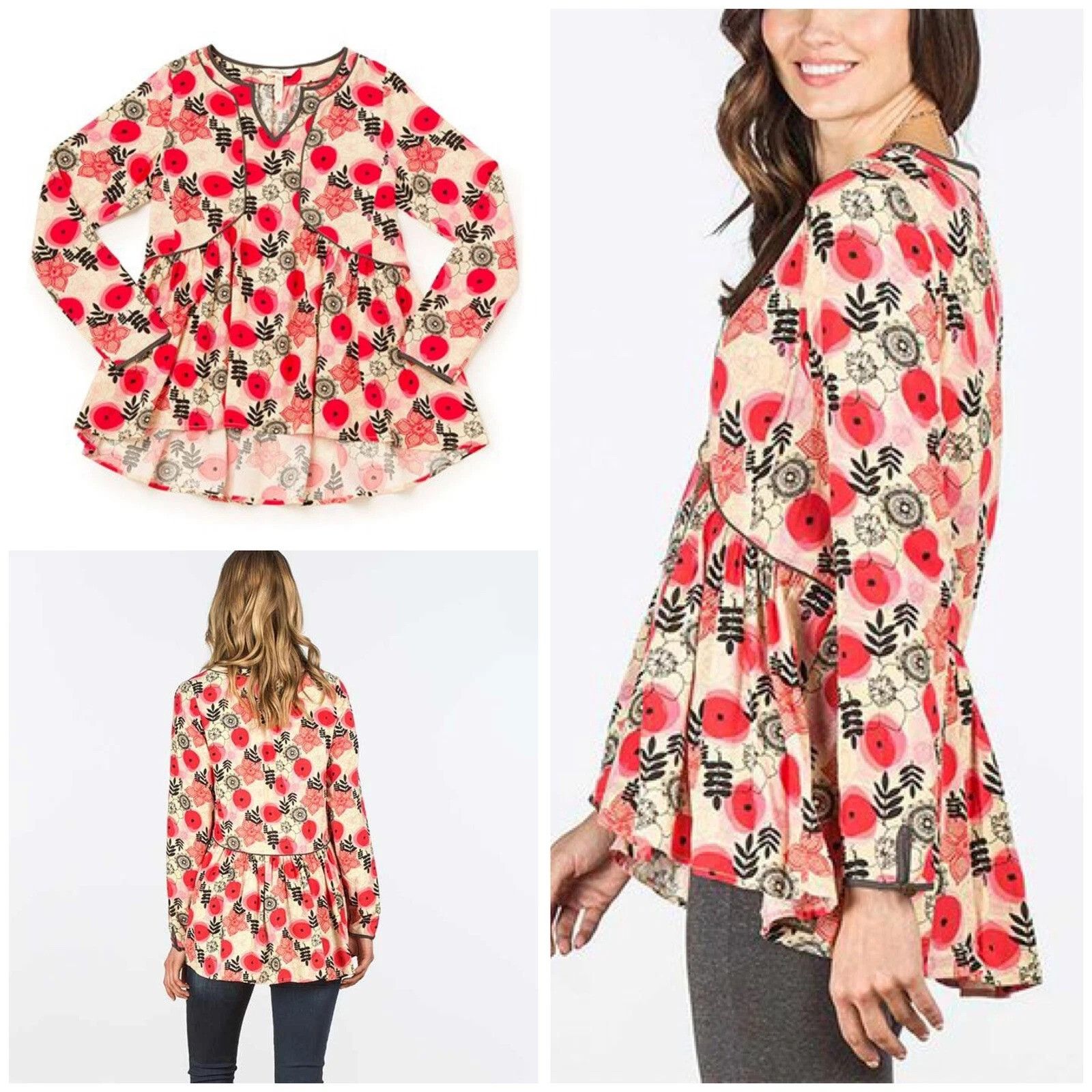 Other Matilda Jane V-Neck Floral Tunic Top Size L Long Sleeve Boho Size L / US 10 / IT 46 - 1 Thumbnail