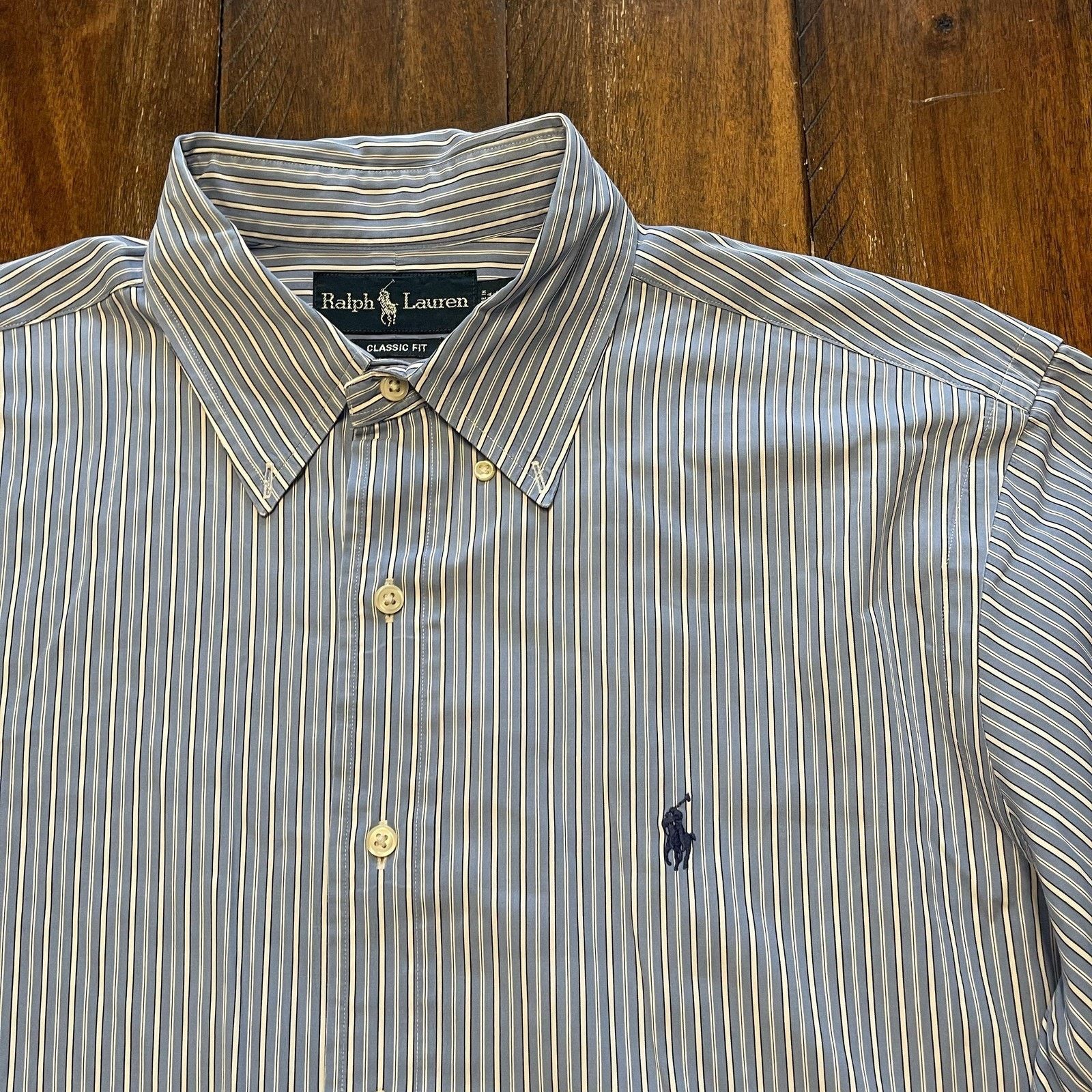 Ralph Lauren Ralph Lauren Shirt Mens 16.5 34/35 Blue Stripe Classic Fit Size US XL / EU 56 / 4 - 3 Thumbnail