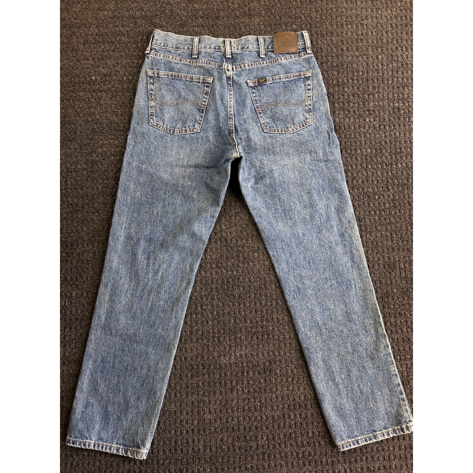 Lee Vintage Lee Jeans Mens 34 x 32 Distressed Medium Blue Wash 5-Pocket Denim Straight Size US 34 / EU 50 - 2 Thumbnail
