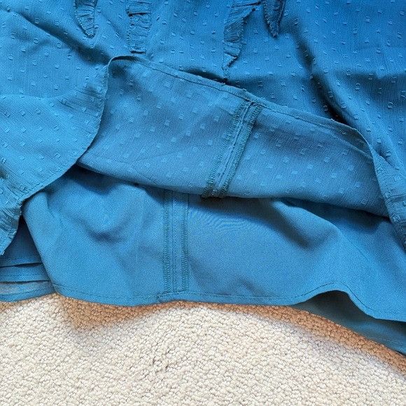 Loft ANN TAYLOR LOFT Blue Ruffle Sleeveless Blouse Career Clip Do Size M / US 6-8 / IT 42-44 - 7 Thumbnail