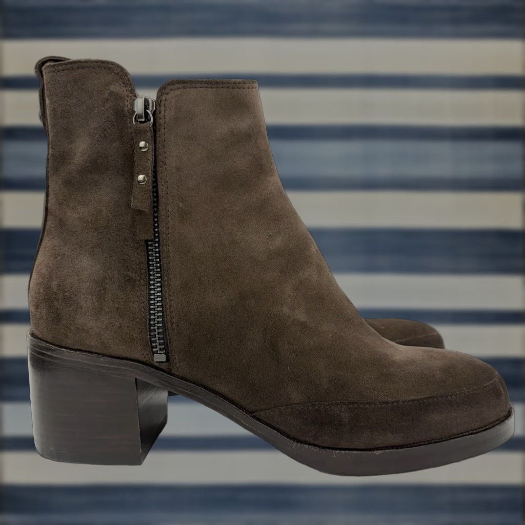 Vintage Homers Artisan Brown Suede Leather Ankle Boots Women's Size 9.5 Block Heel Shoes Boots Womens