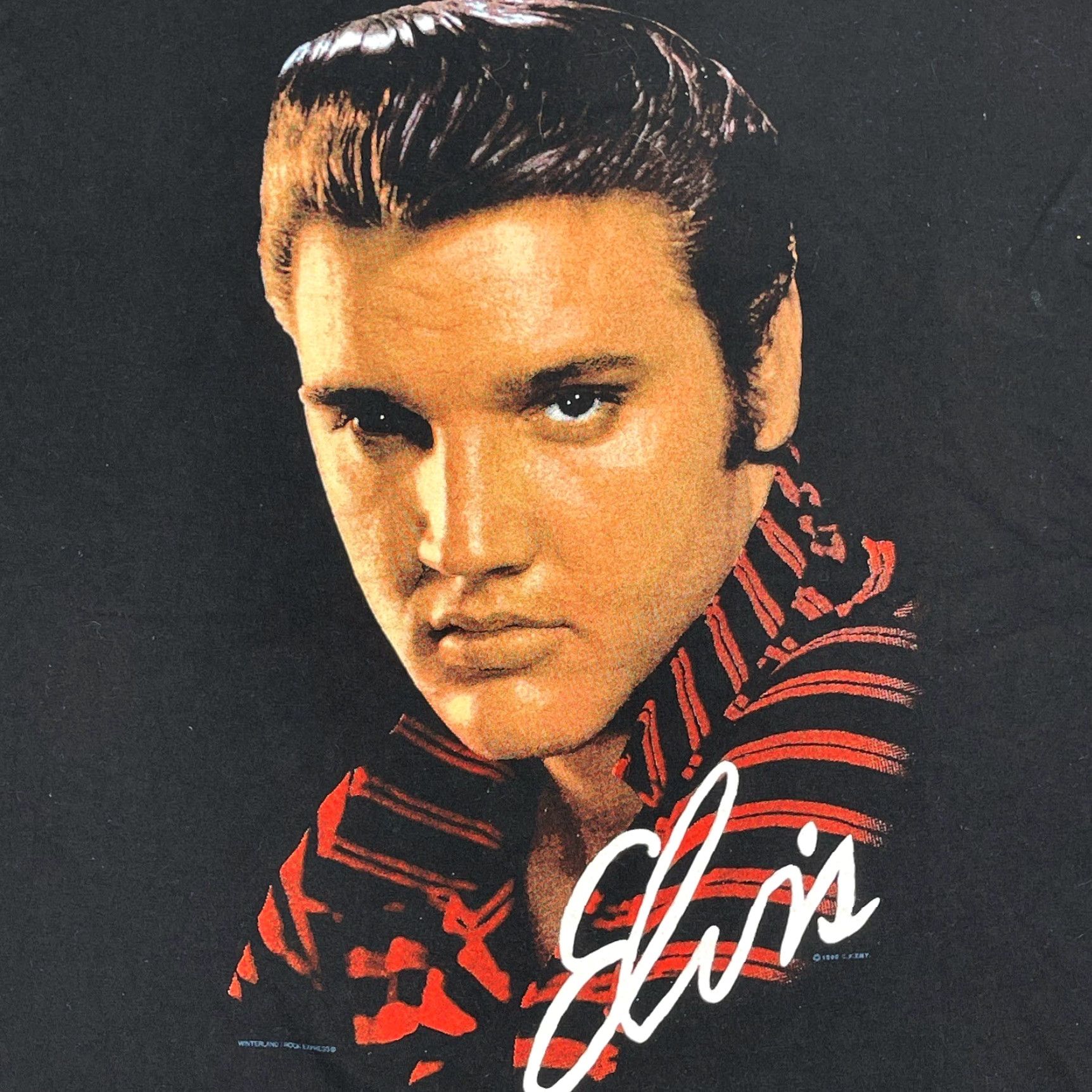 Hanes VINTAGE Elvis Presley Black T-Shirt Logo Hanes Men L 90s 80s Graphic Crew Neck Short Sleeve Mens Large Size US L / EU 52-54 / 3 - 2 Thumbnail