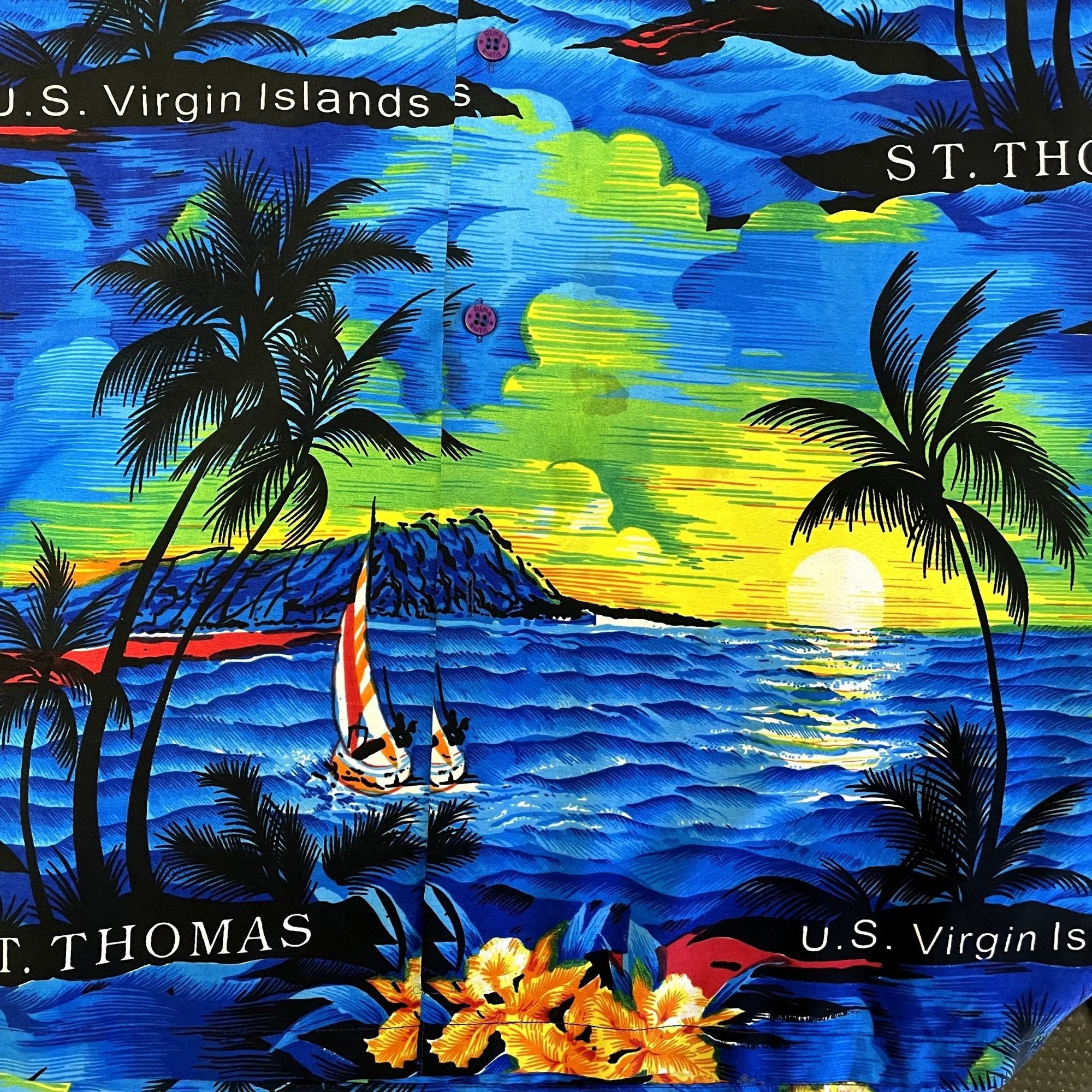 Unkwn 80’s HAWAIIAN St Thomas VIRGIN ISLANDS Tropical Beach Shirt Size US XXL / EU 58 / 5 - 7 Thumbnail